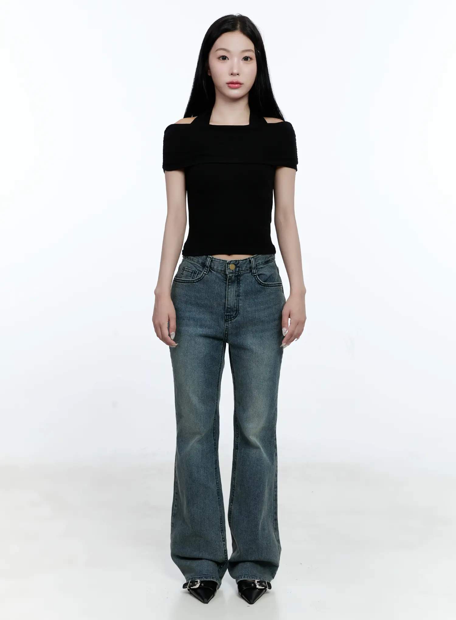 Juliet Washed Flare Denim Jeans CG513 - Image 2