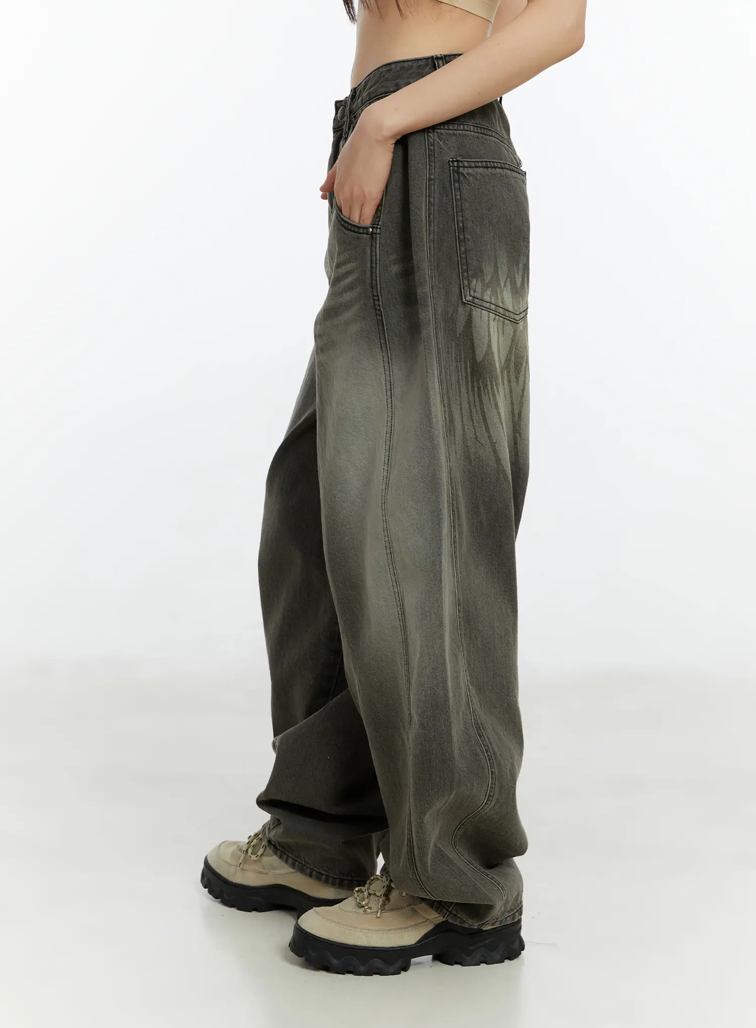 Karter Angel Wing Washed Wide Leg Jeans CF509 - Image 3