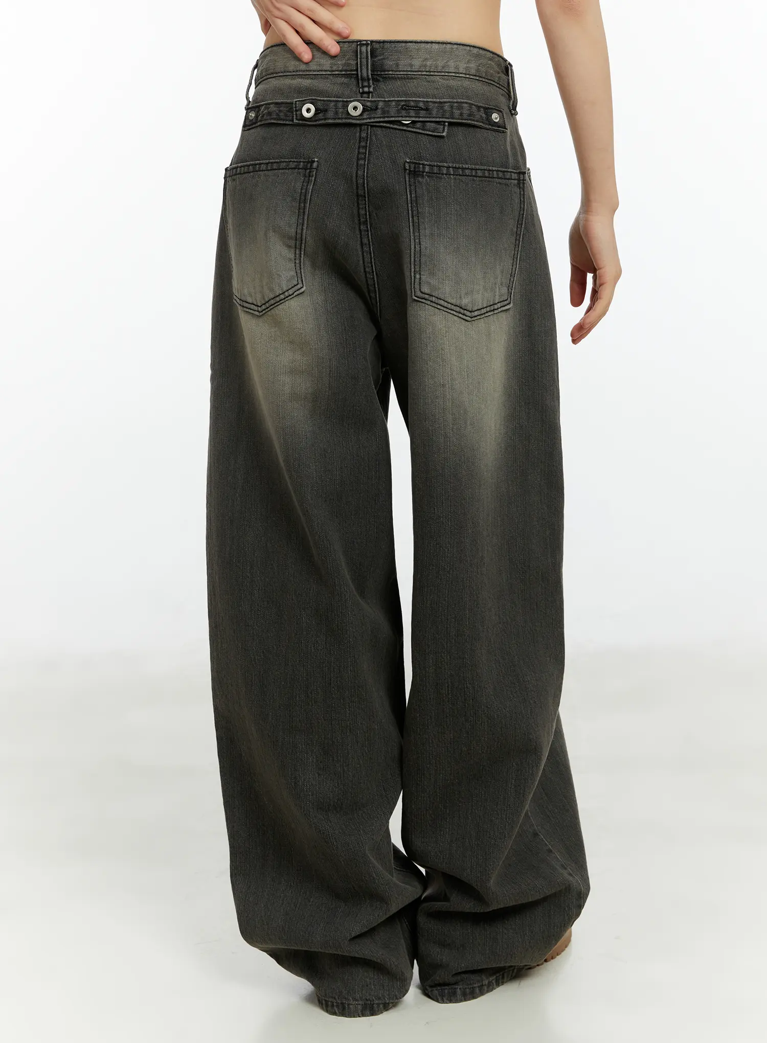 Kenna Washed Backstrap Wide Leg Jeans CF509