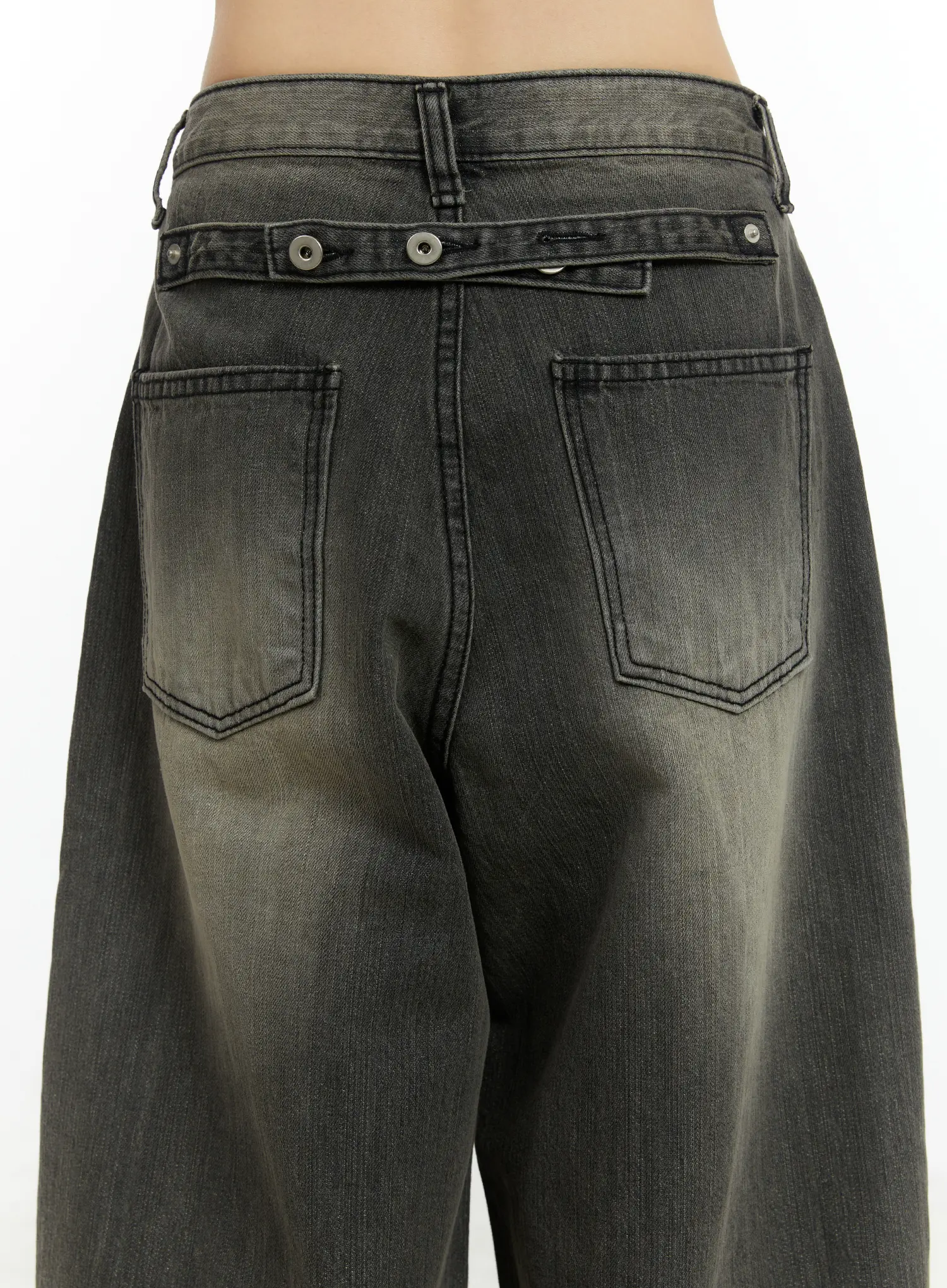 Kenna Washed Backstrap Wide Leg Jeans CF509 - Image 10