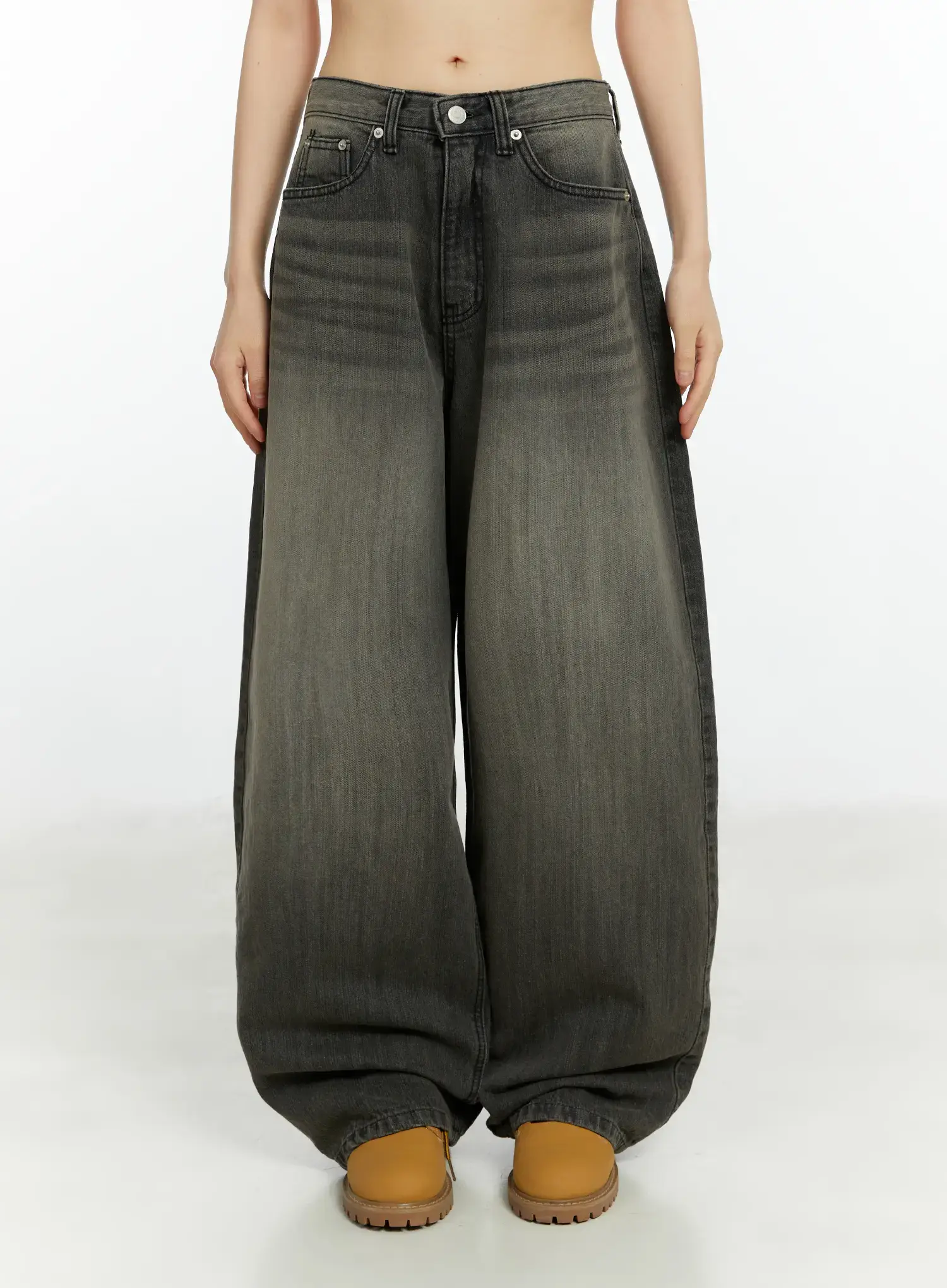 Kenna Washed Backstrap Wide Leg Jeans CF509 - Image 6
