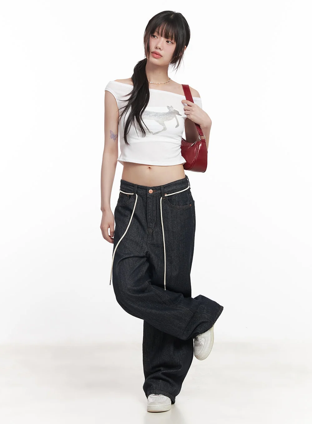 Kirsten String Wide-Leg Summer Denim Jeans IM528 - Image 4