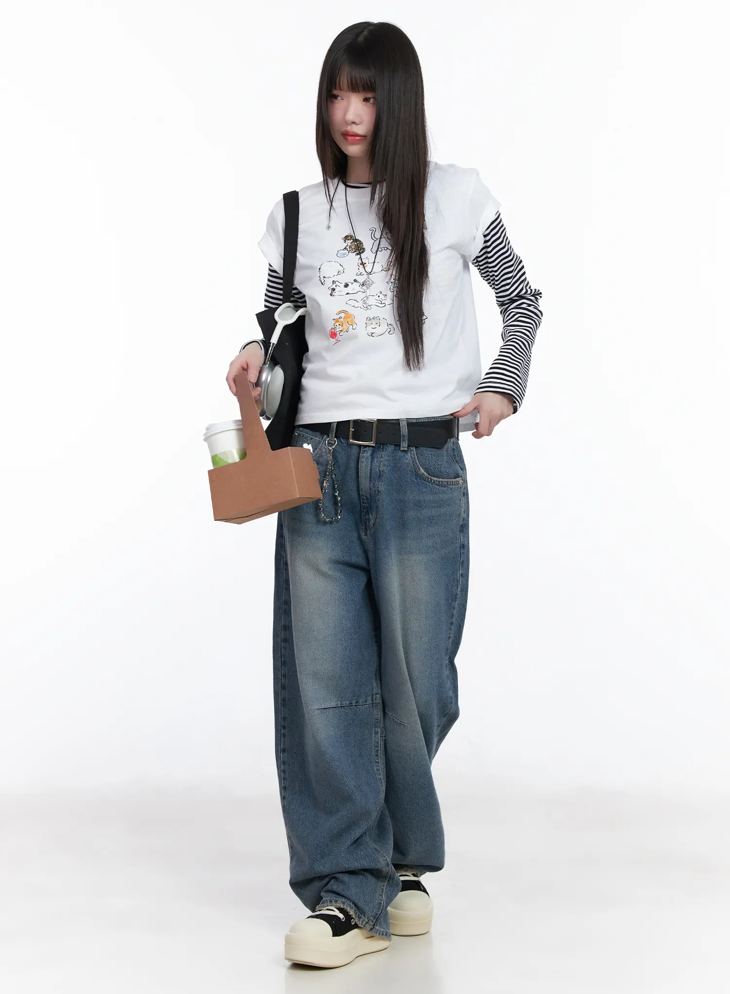 Kitty Graphic Semi-Crop Tee CM526 - Image 9