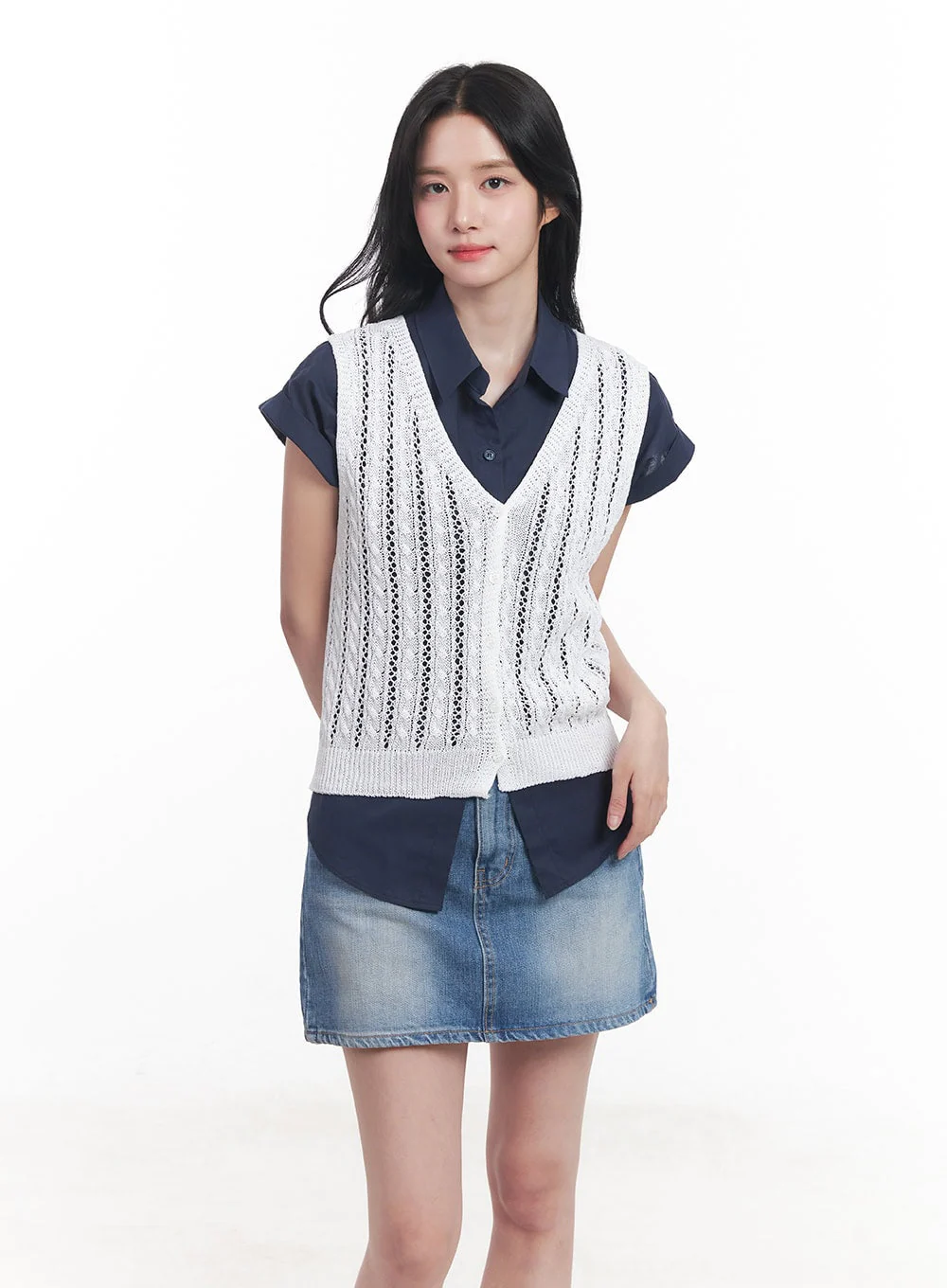 Knit Buttoned Vest Top CY523 - Image 10