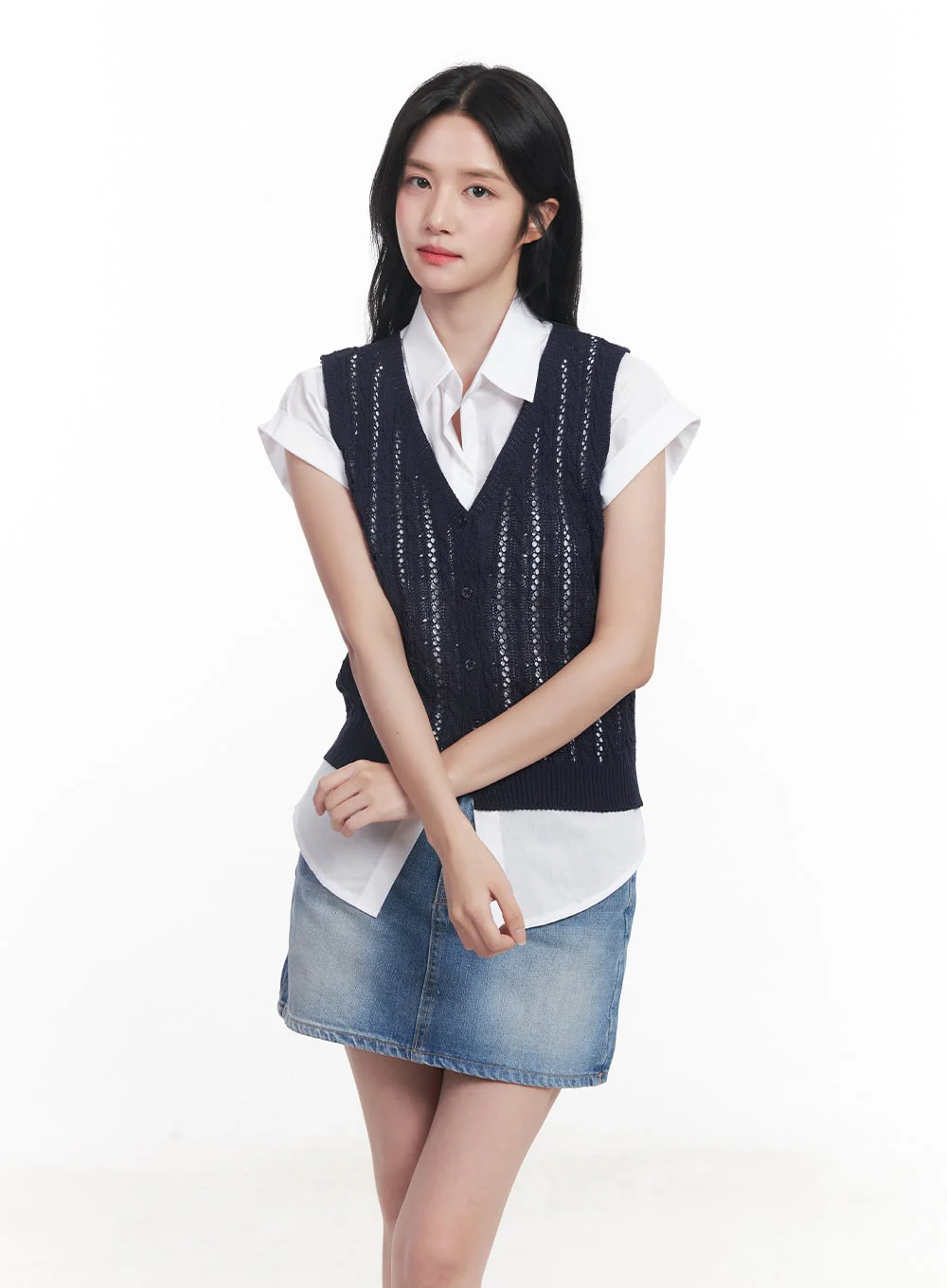 Knit Buttoned Vest Top CY523 - Image 12