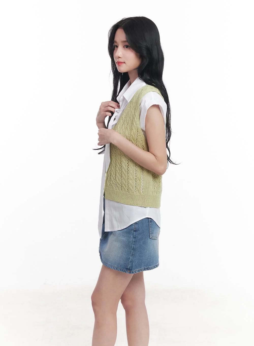 Knit Buttoned Vest Top CY523 - Image 6