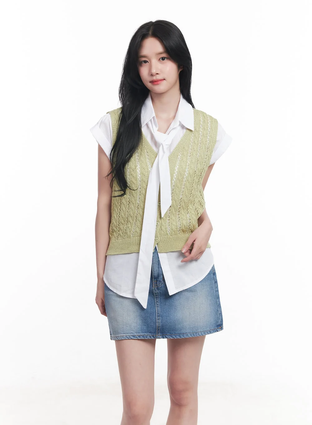 Knit Buttoned Vest Top CY523 - Image 9
