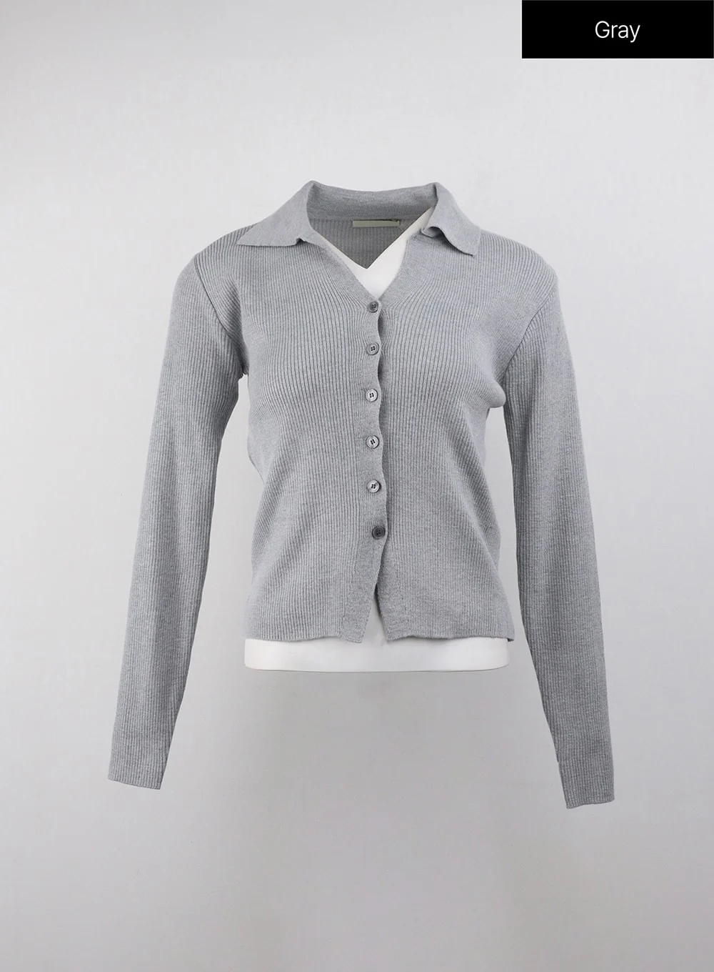 Knit Collar Solid Button Cardigan OJ415 - Image 10
