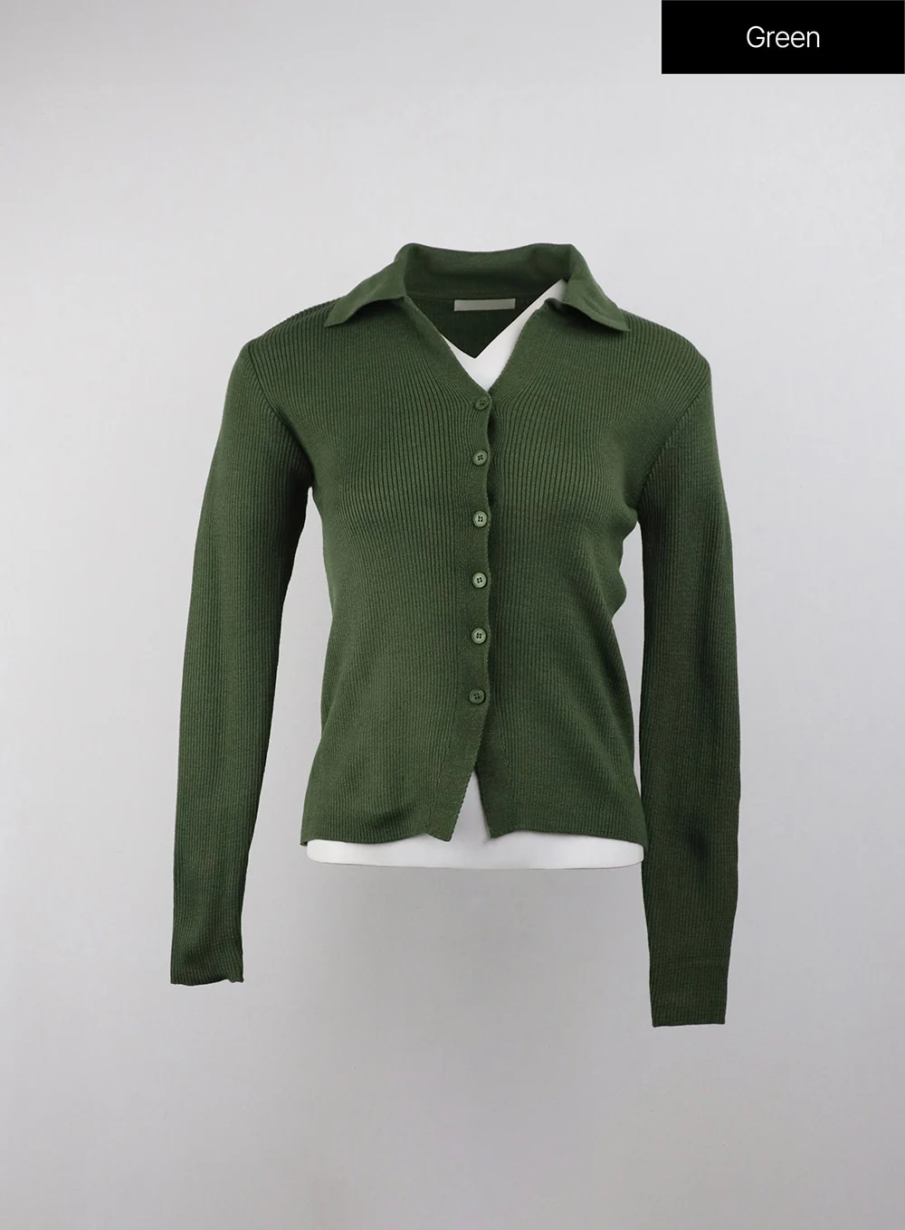 Knit Collar Solid Button Cardigan OJ415 - Image 11