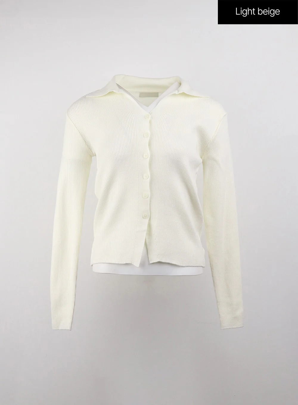 Knit Collar Solid Button Cardigan OJ415 - Image 12