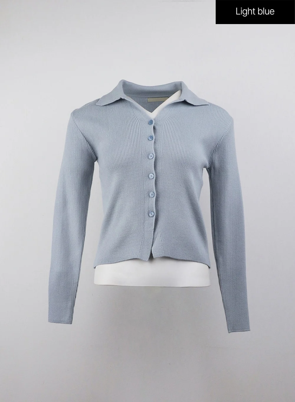 Knit Collar Solid Button Cardigan OJ415 - Image 7