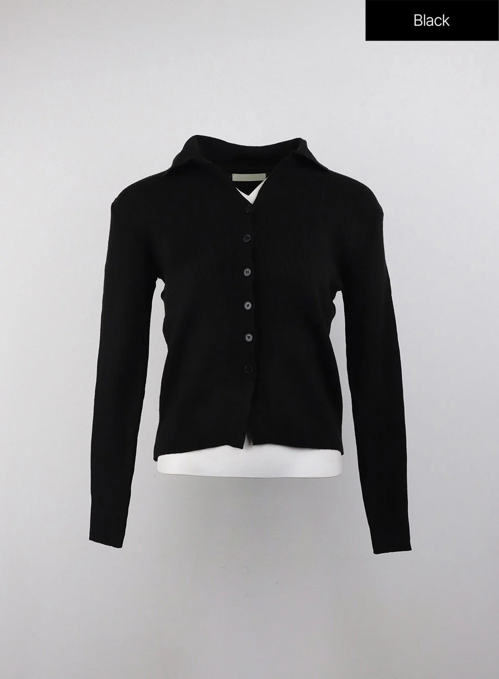 Knit Collar Solid Button Cardigan OJ415 - Image 9