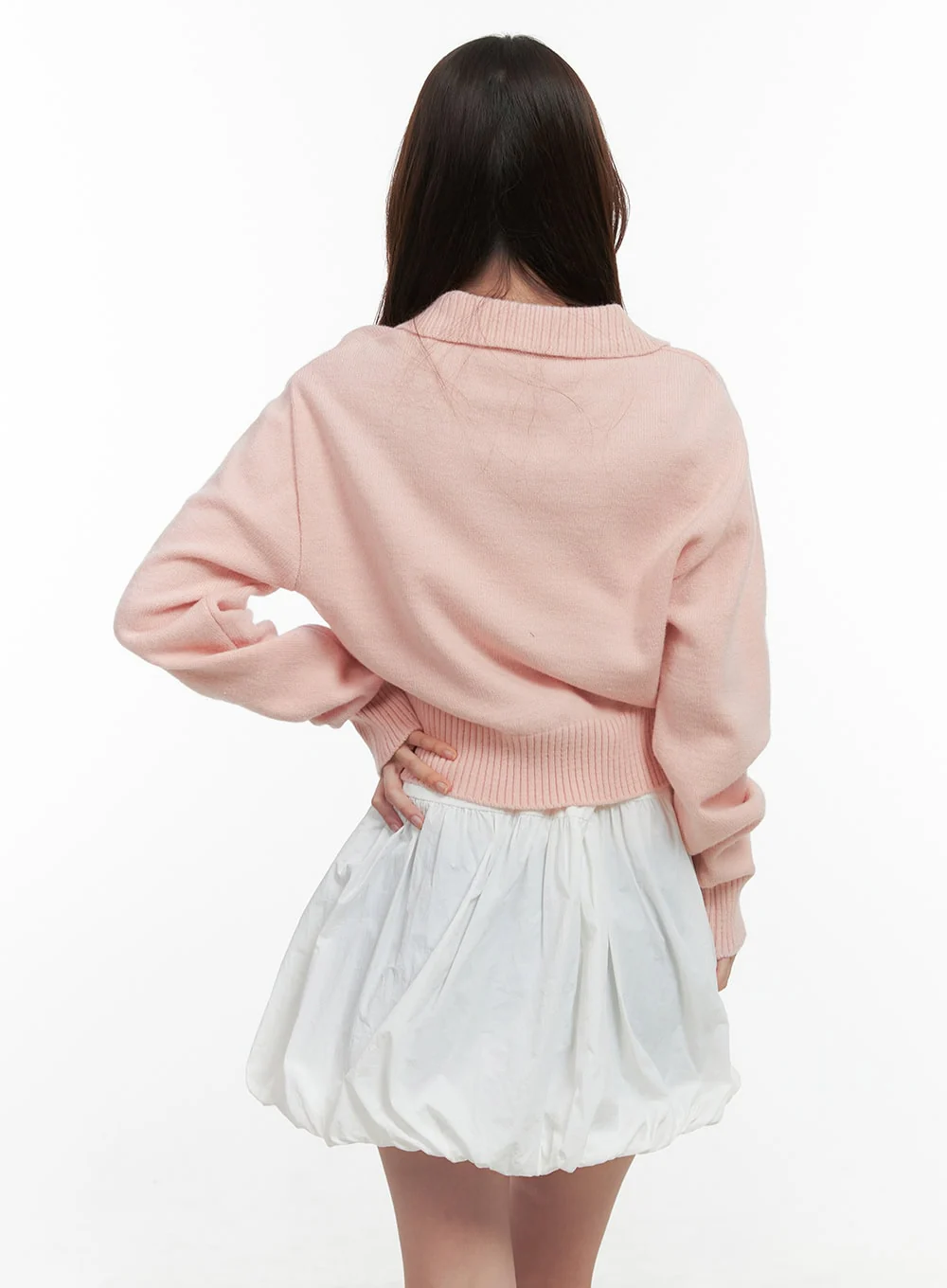 Knit Collared Crop Sweater OO421 - Image 6