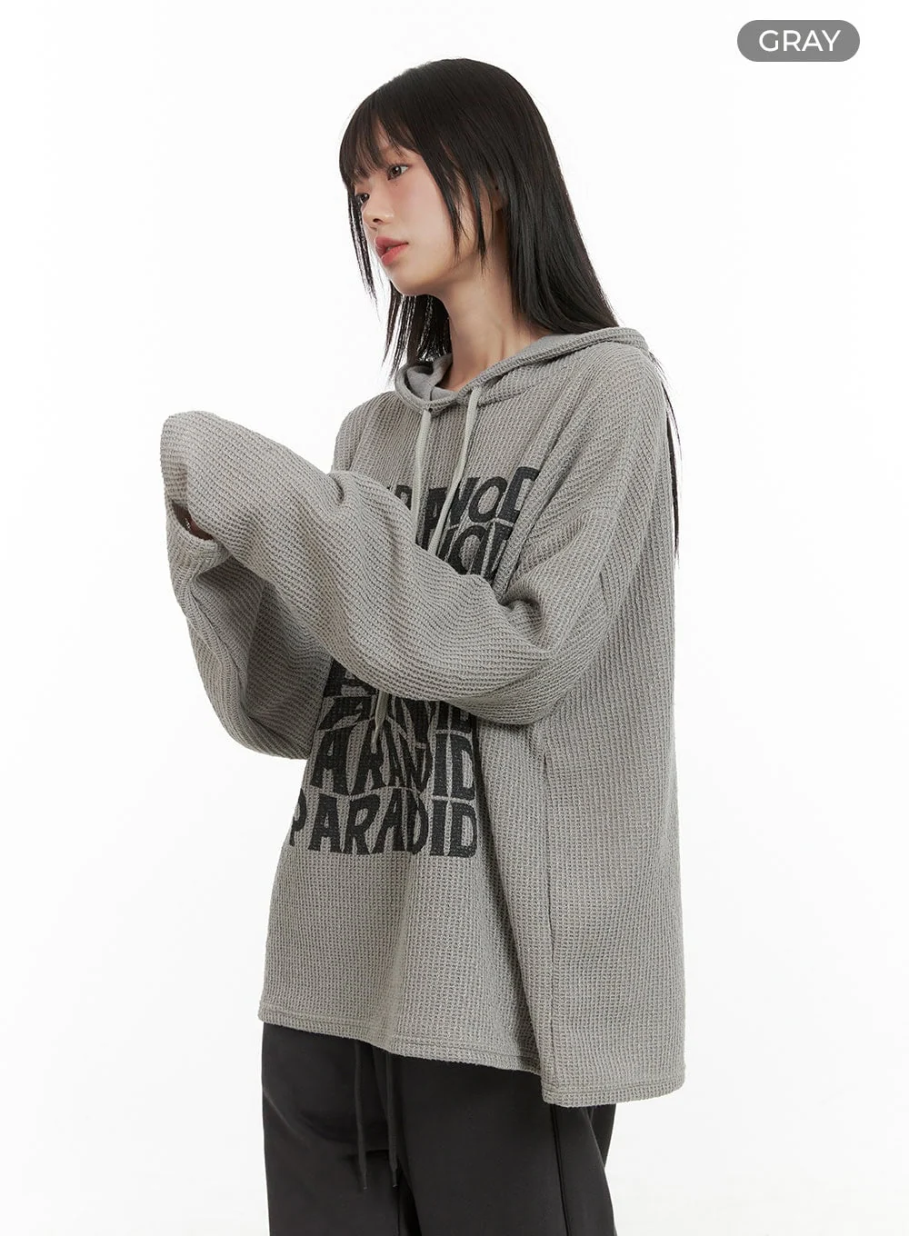 Knit Lettering Hoodie CG427 - Image 8