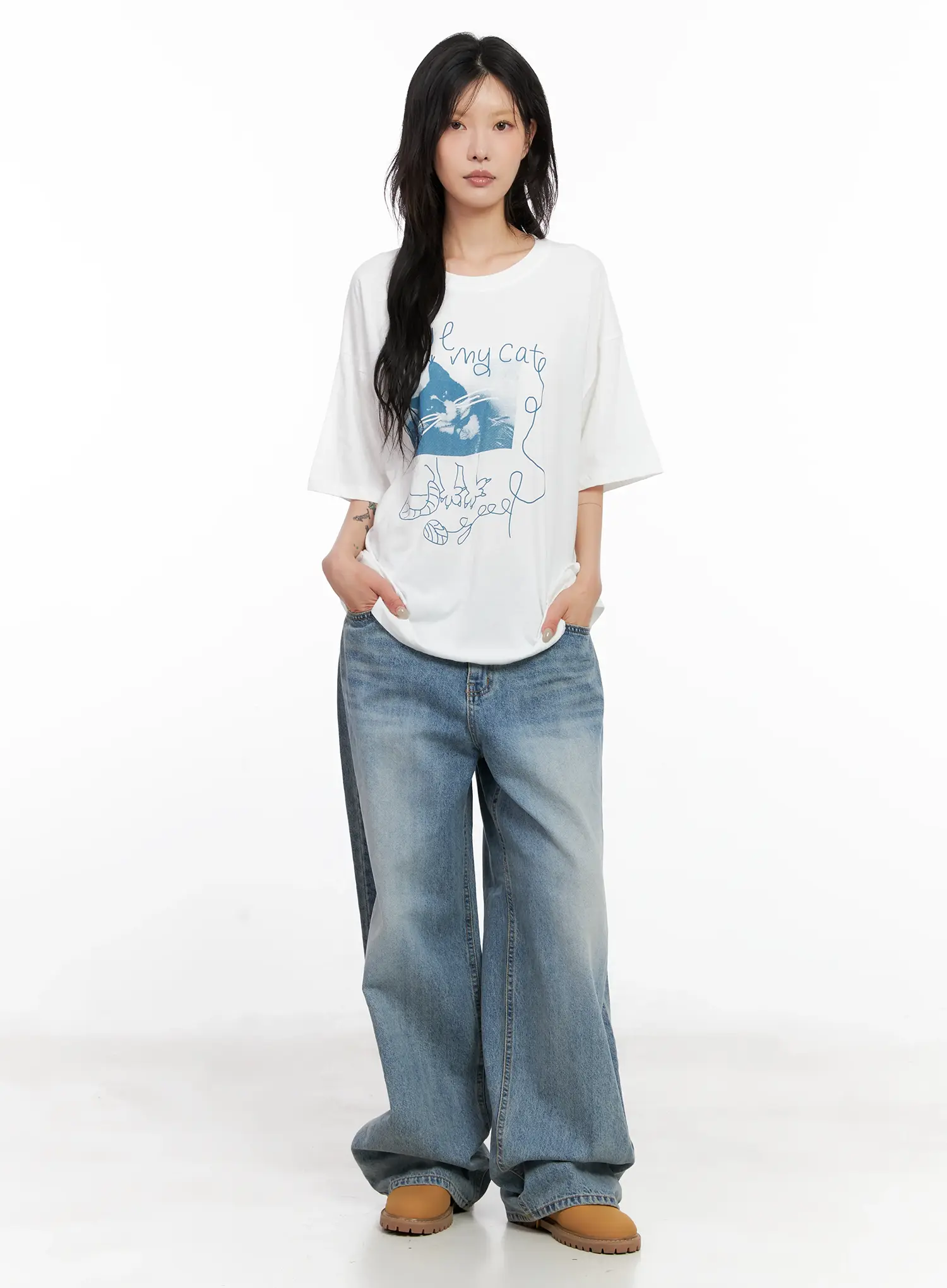 Koko Vintage-Wash Baggy Jeans CL528 - Image 3