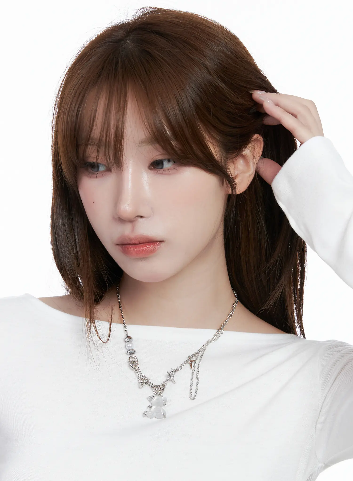 Kpop Teddy Pendant Chain Necklace CG529 - Image 2