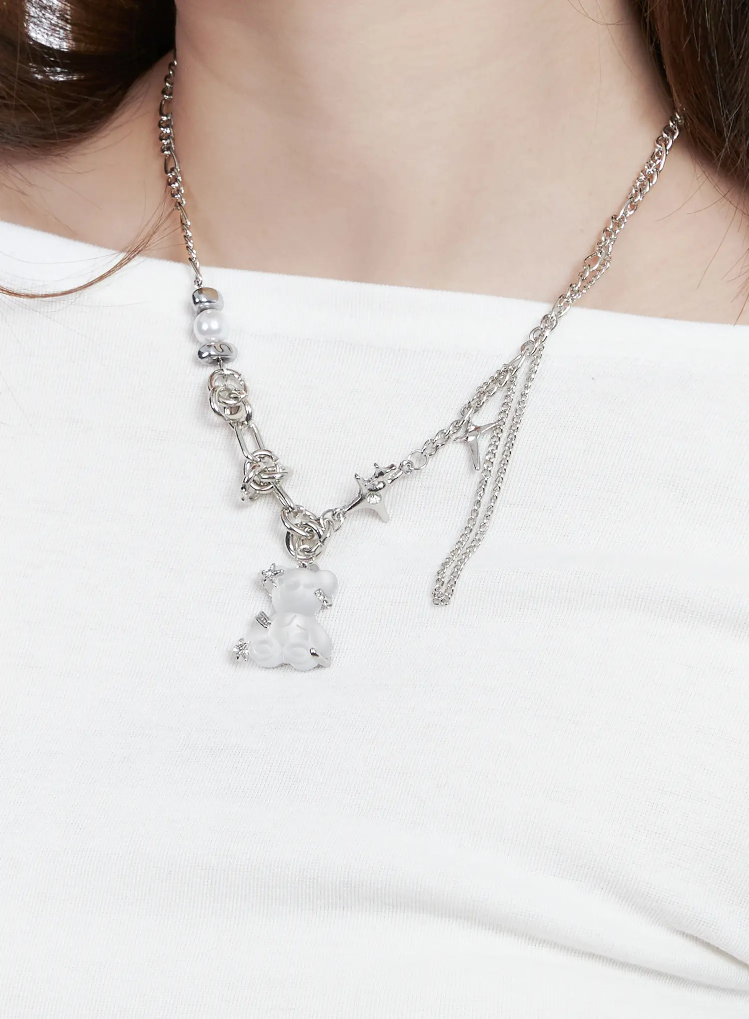Kpop Teddy Pendant Chain Necklace CG529 - Image 3