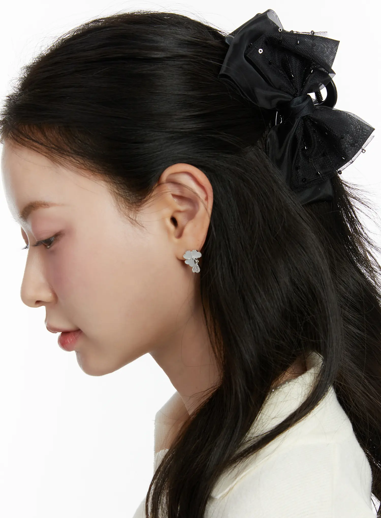 Lace Beads Bow Claw Clip F502 - Image 2