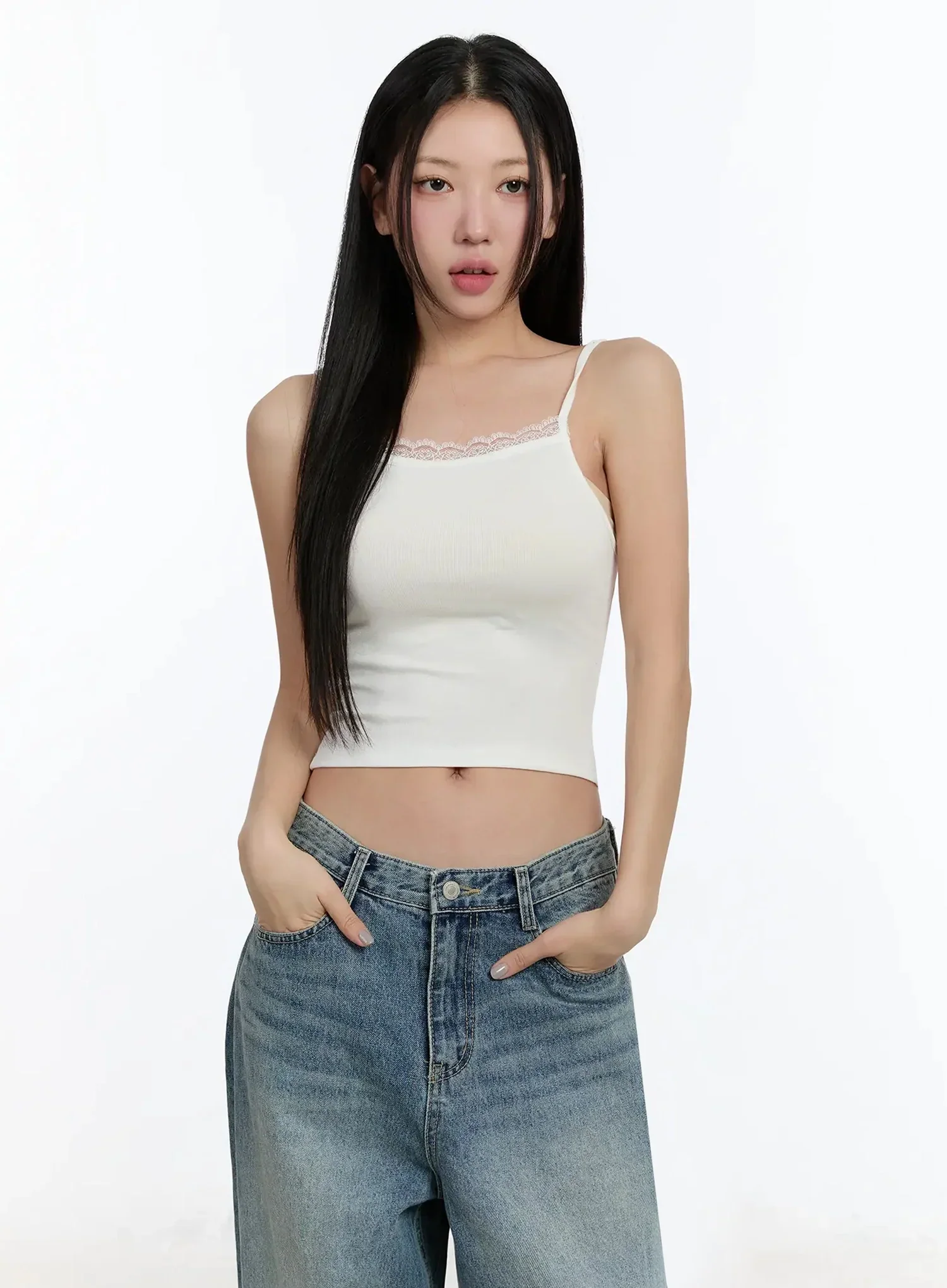 Lace Cropped Tank Top IM509 - Image 2