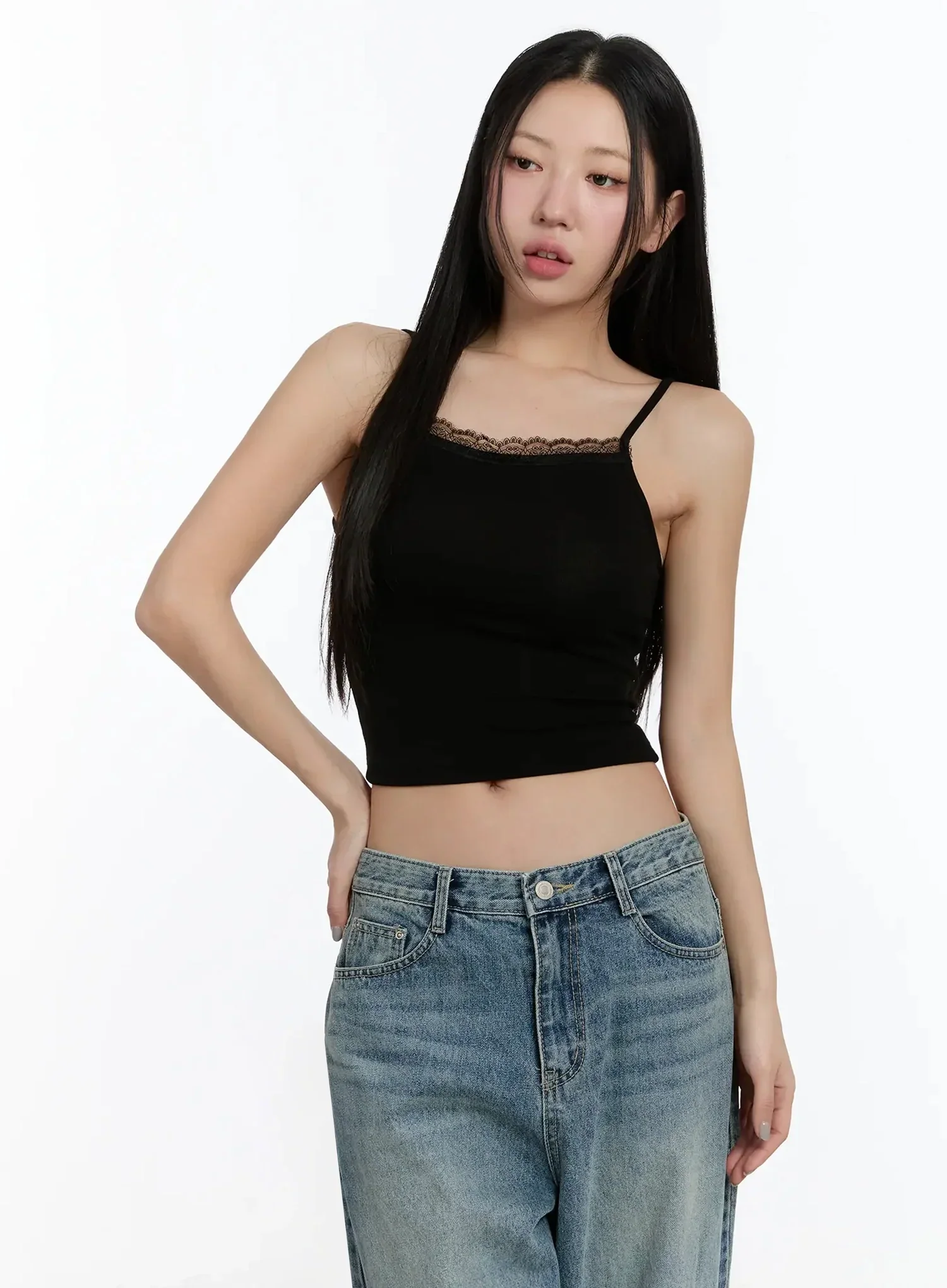 Lace Cropped Tank Top IM509 - Image 3