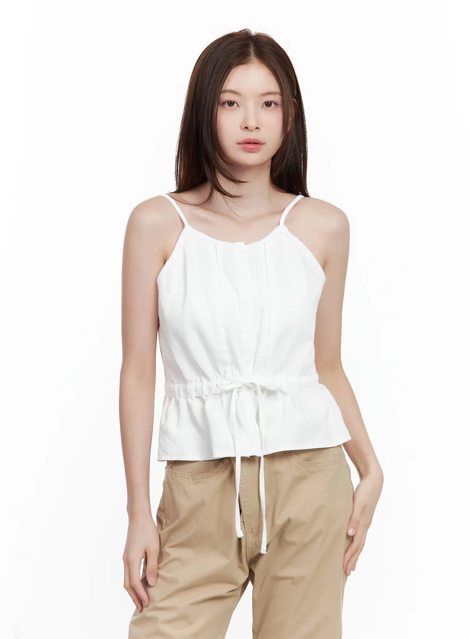 Lace Detail Buttoned Tank CL502 - Image 2