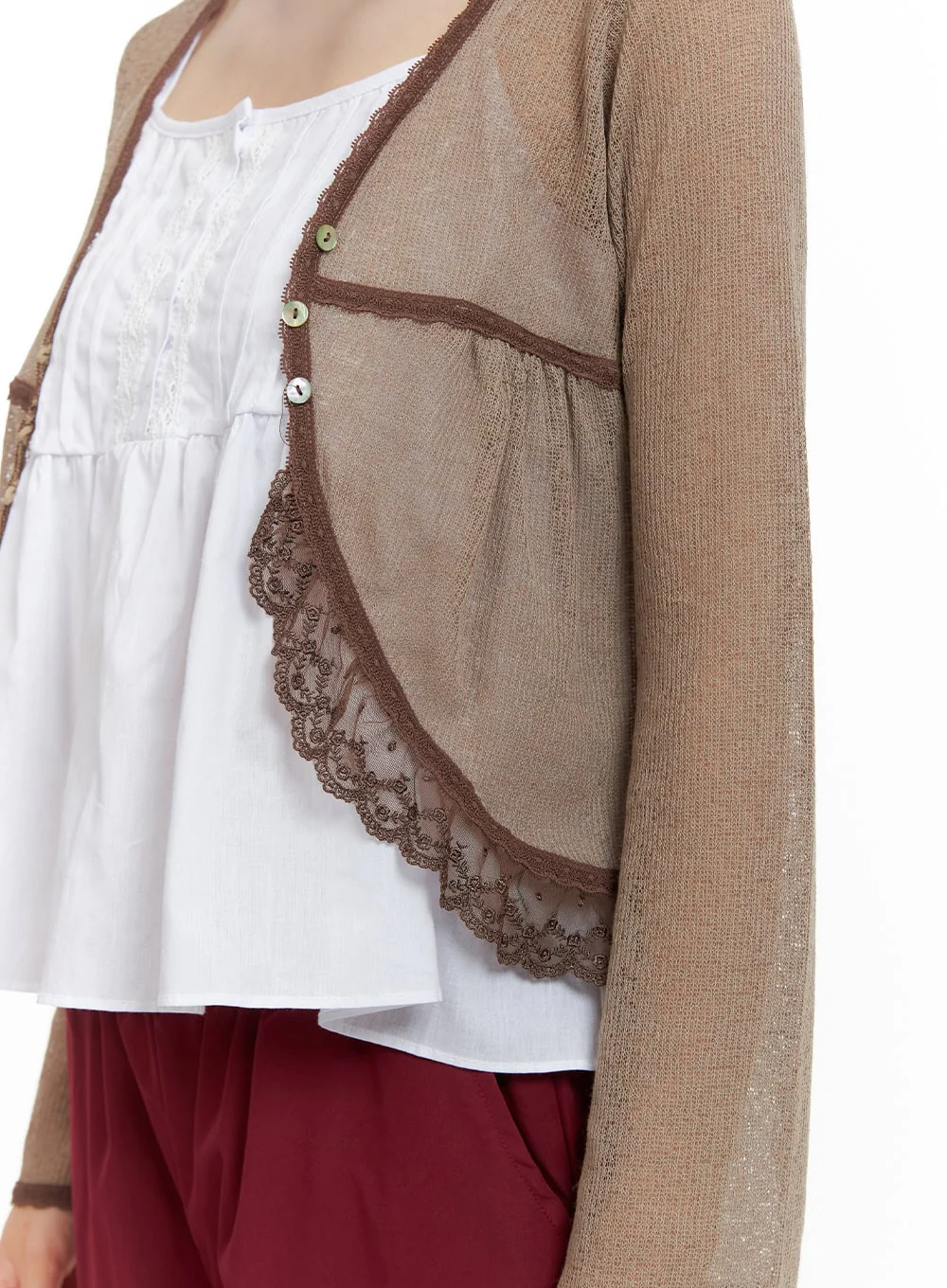 Lace Hem Cardigan CL412 - Image 3
