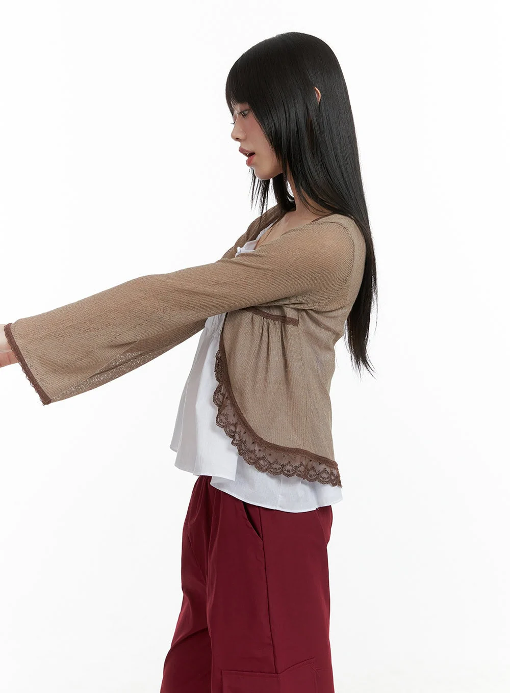 Lace Hem Cardigan CL412 - Image 4