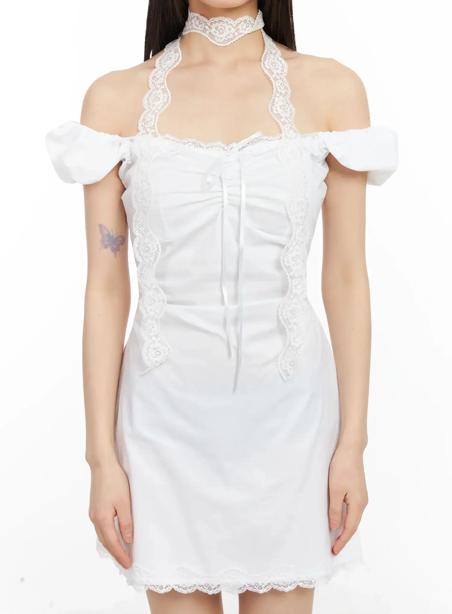Lace Off-Shoulder Mini Dress IM523 - Image 3