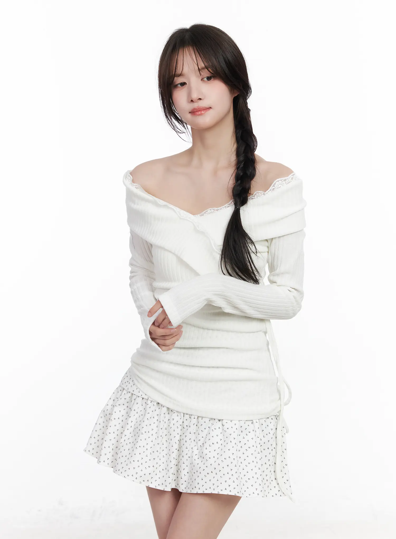 Lace Off-Shoulder Ribbed Top CM527 - Image 10