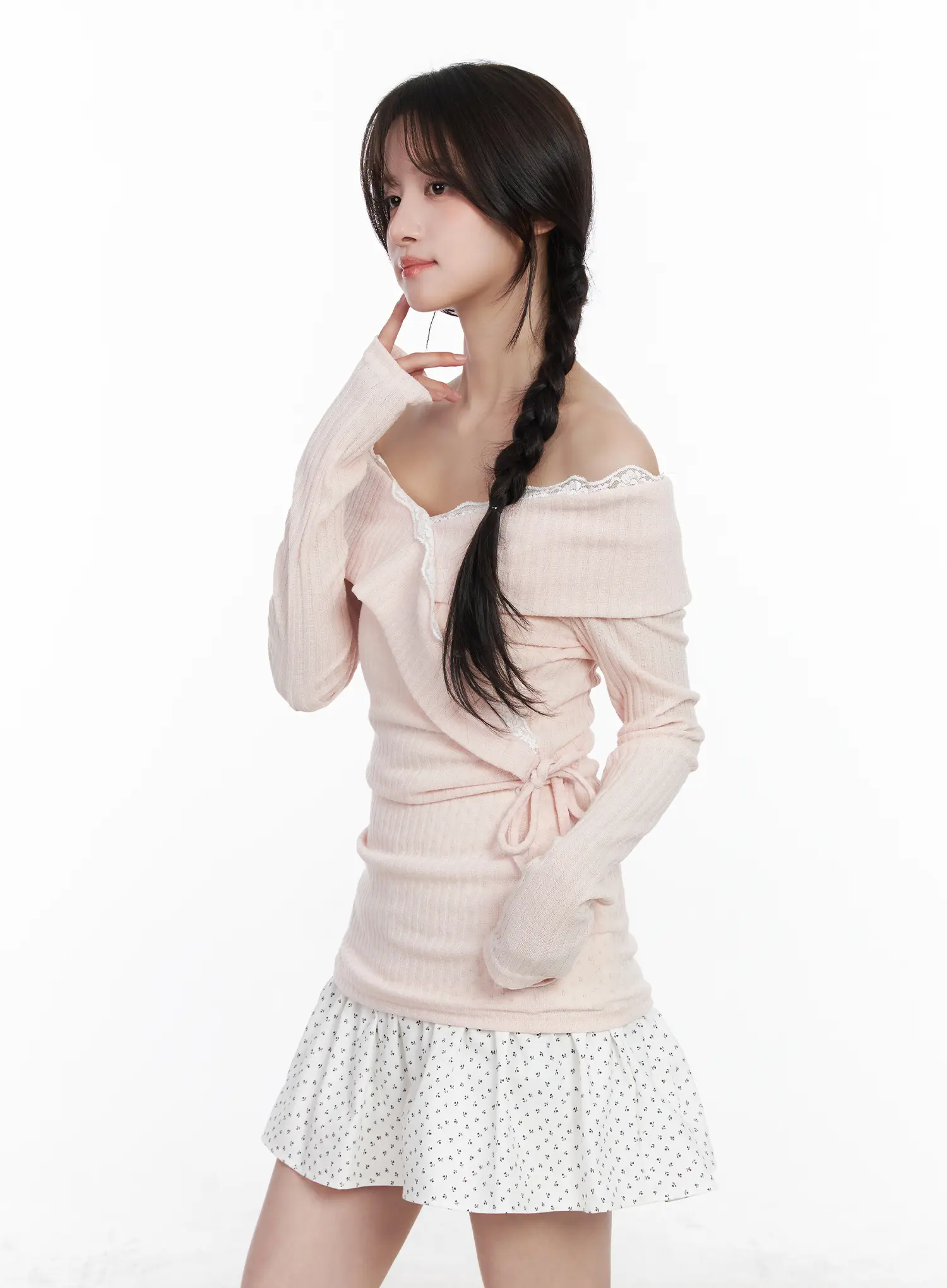 Lace Off-Shoulder Ribbed Top CM527 - Image 6