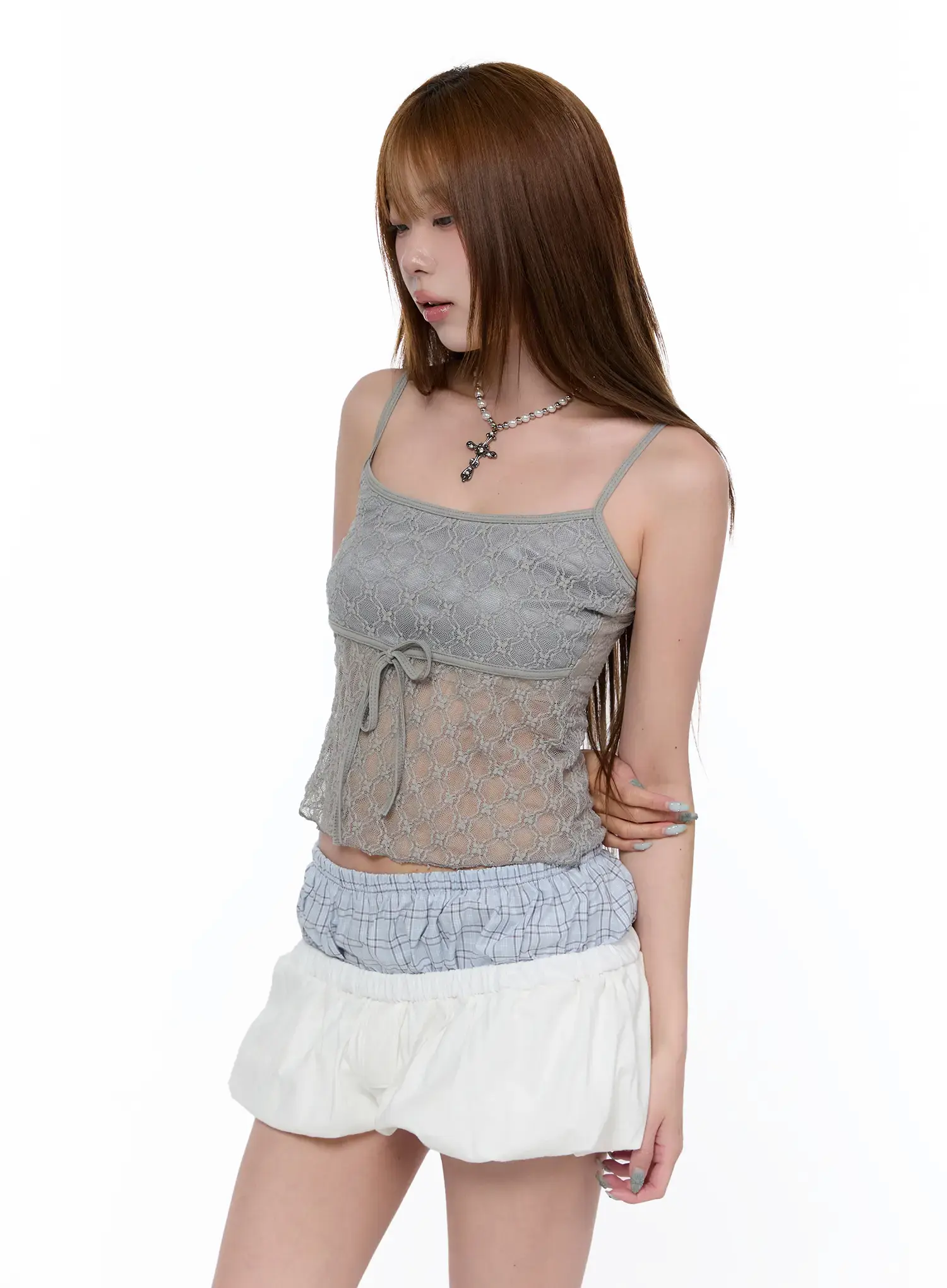 Lace Ribbon Cami Top CA520 - Image 2
