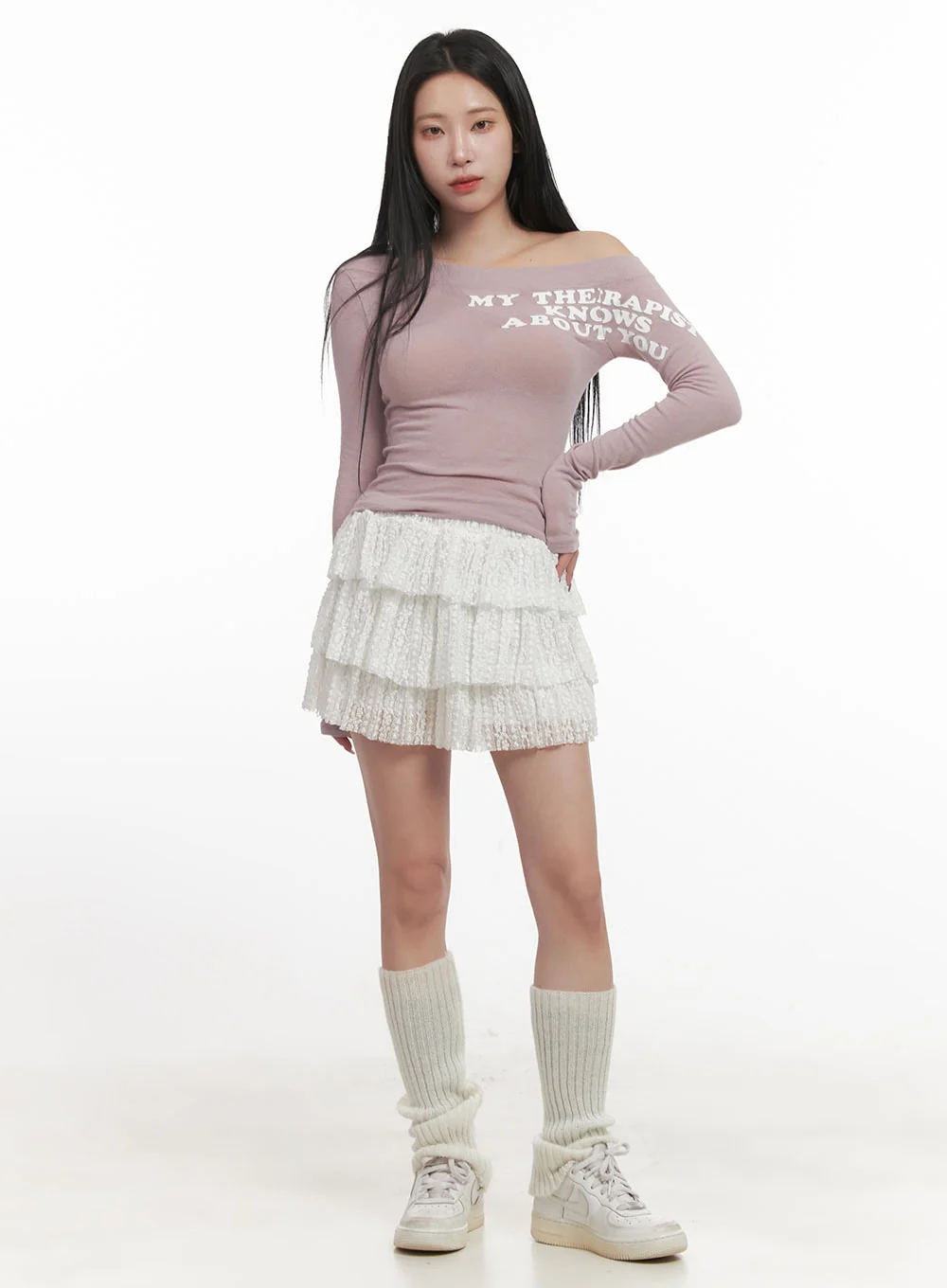 Lace Ruffle-Layered Mini Skirt CJ516 - Image 2