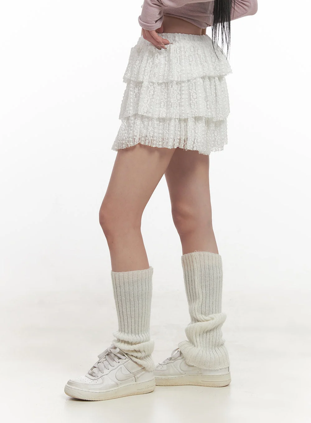 Lace Ruffle-Layered Mini Skirt CJ516 - Image 5