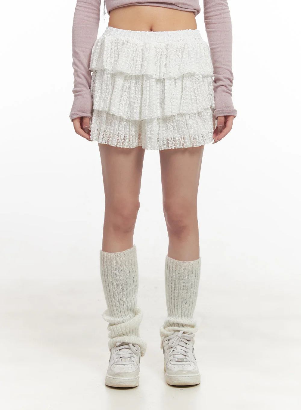 Lace Ruffle-Layered Mini Skirt CJ516 - Image 7