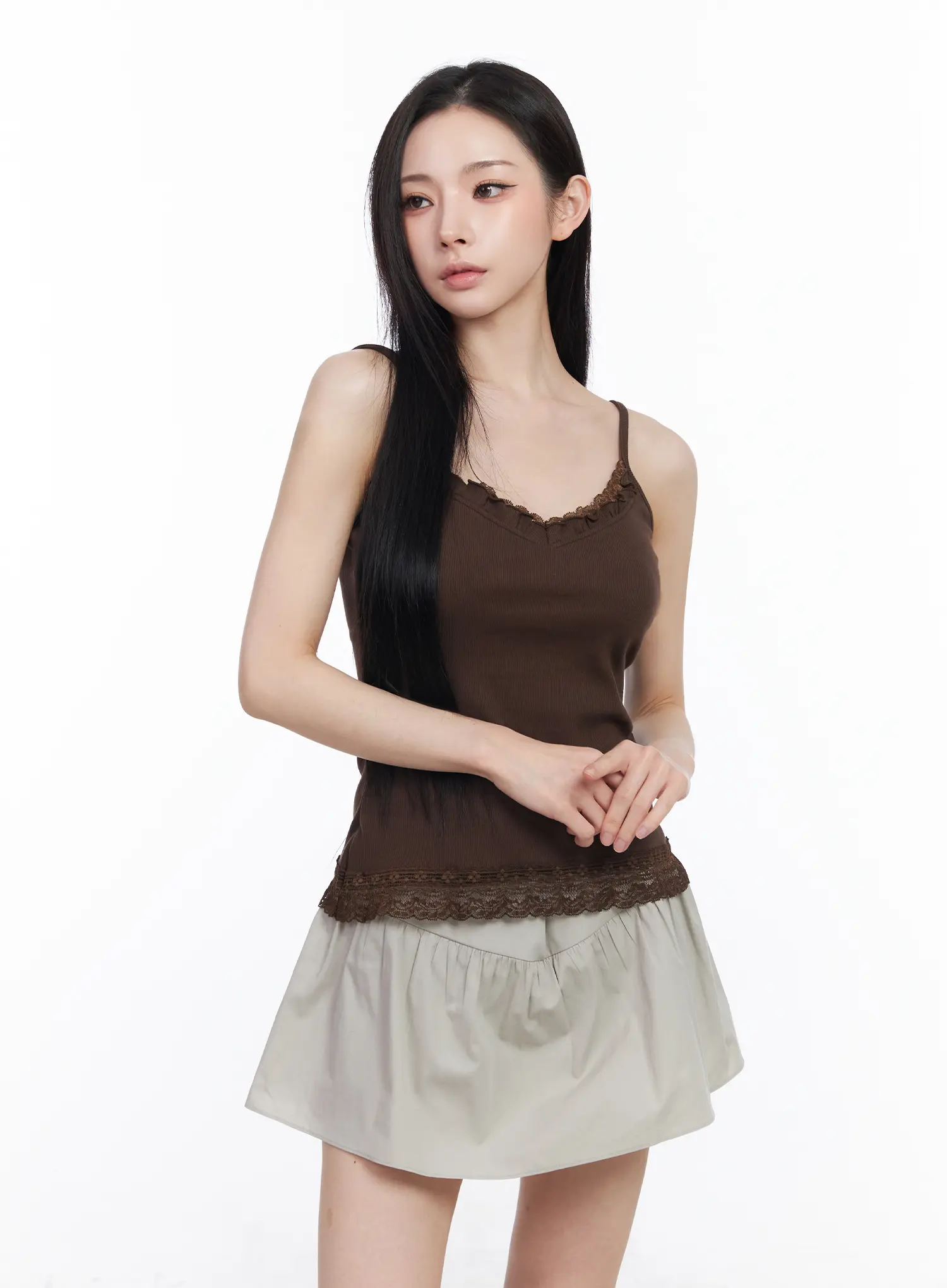 Lace Ruffle Trim V-Neck Tank CM518 - Image 9