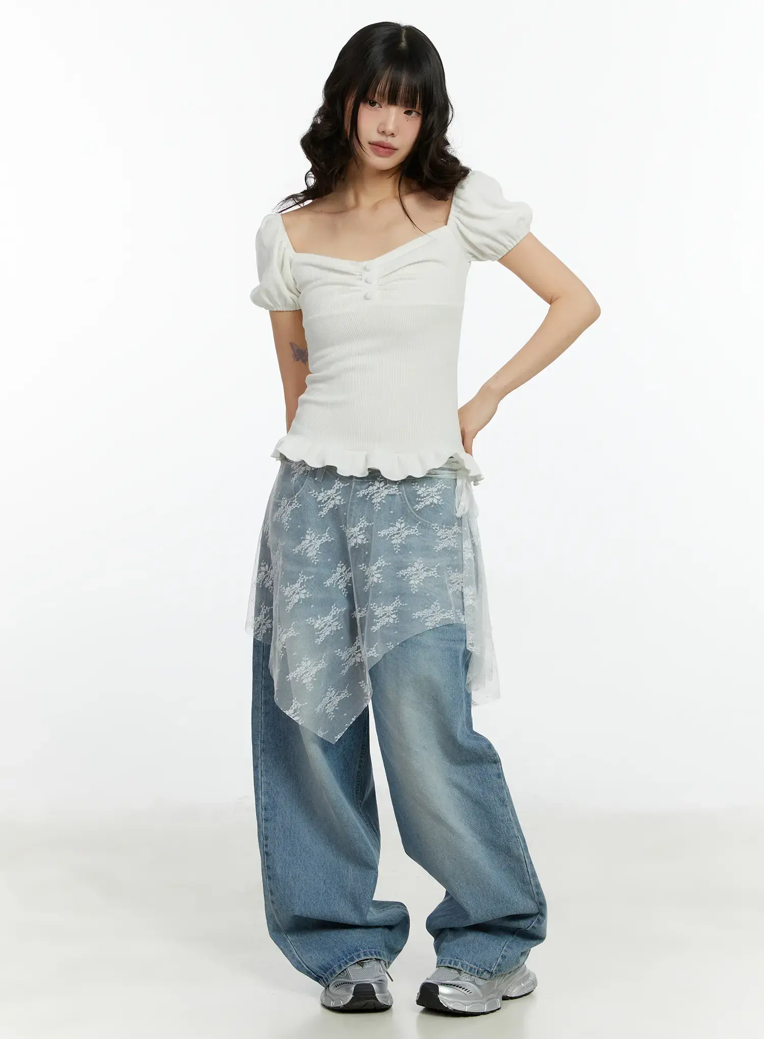 Lace Sheer Midi Wrap Skirt CF510 - Image 6