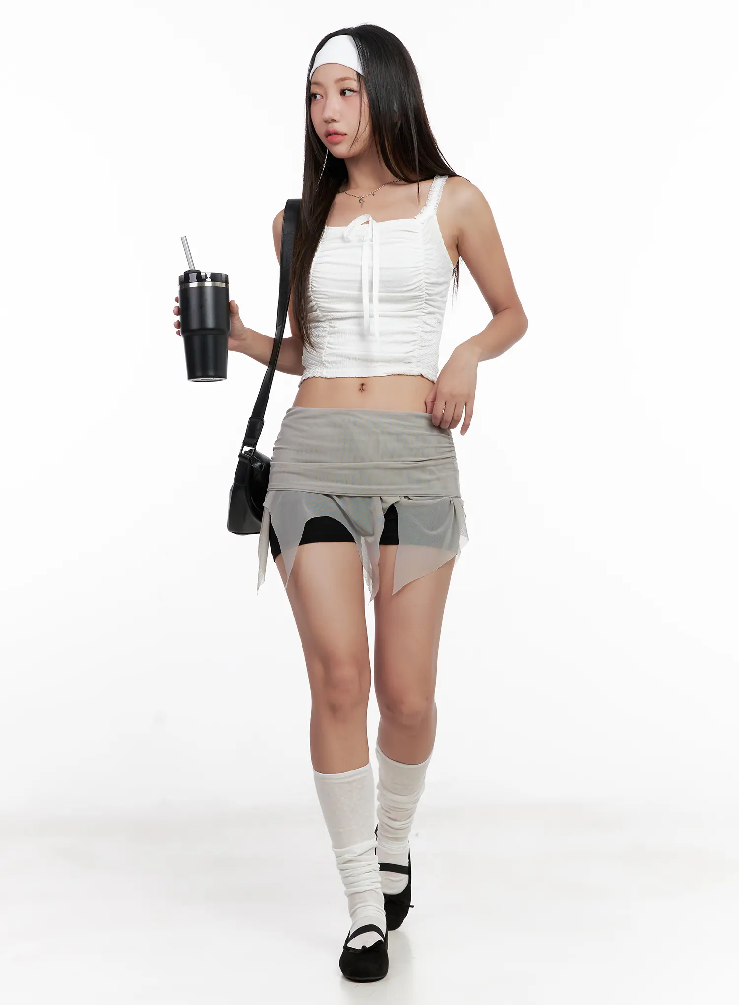 Lace Shirred Cropped Tank CL518 - Image 2