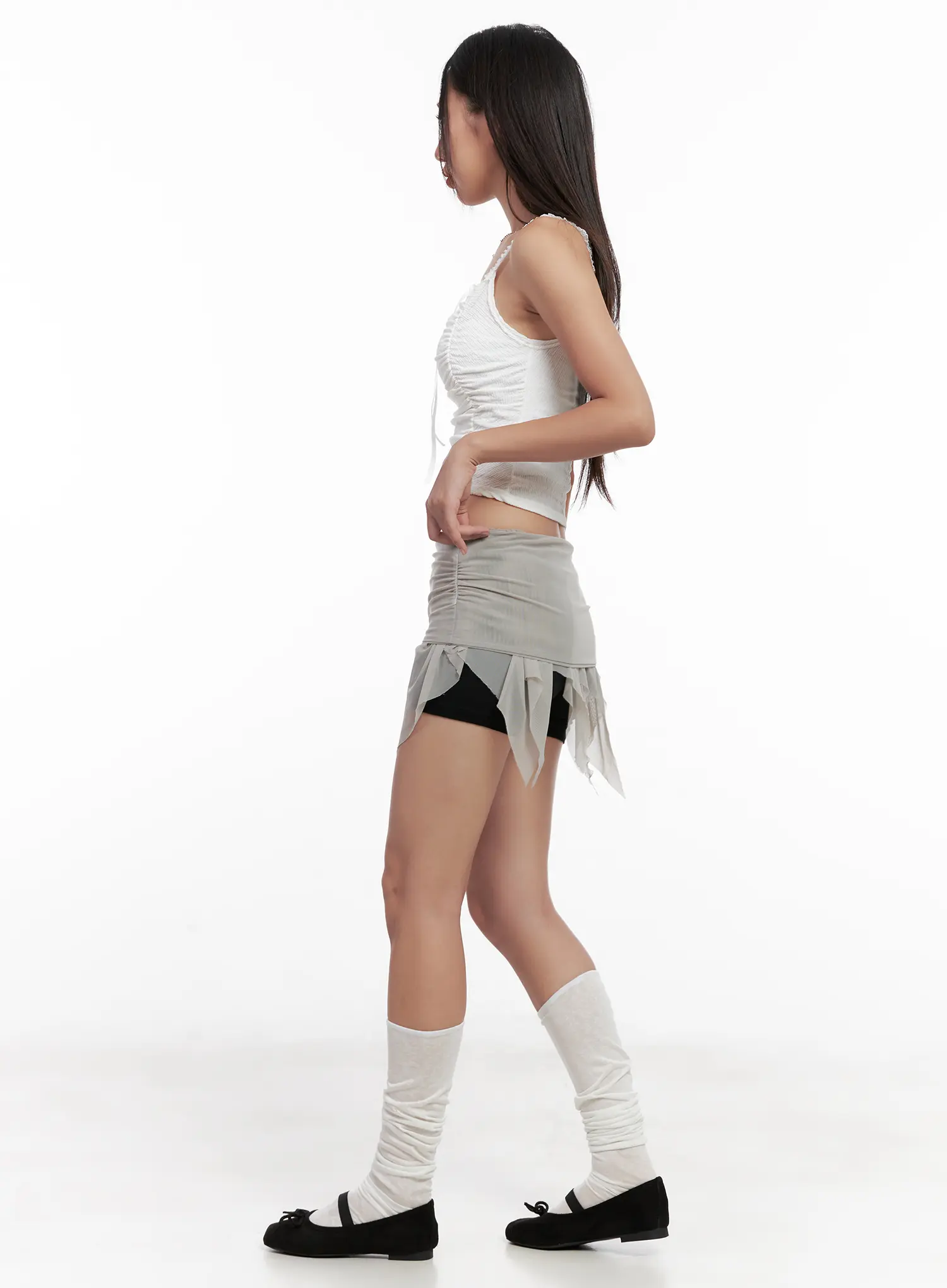 Lace Shirred Cropped Tank CL518 - Image 3
