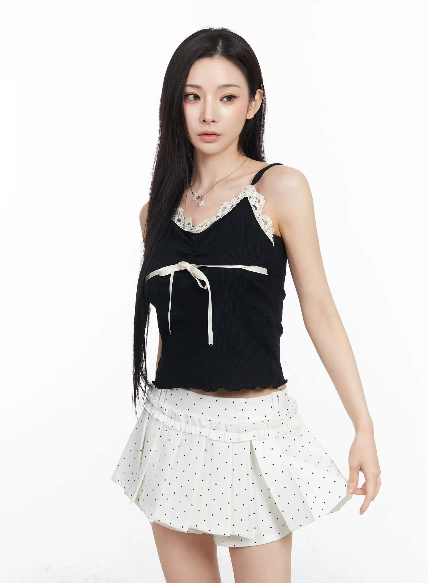 Lace Trim and Bow Crop Tank CM518 - Image 11