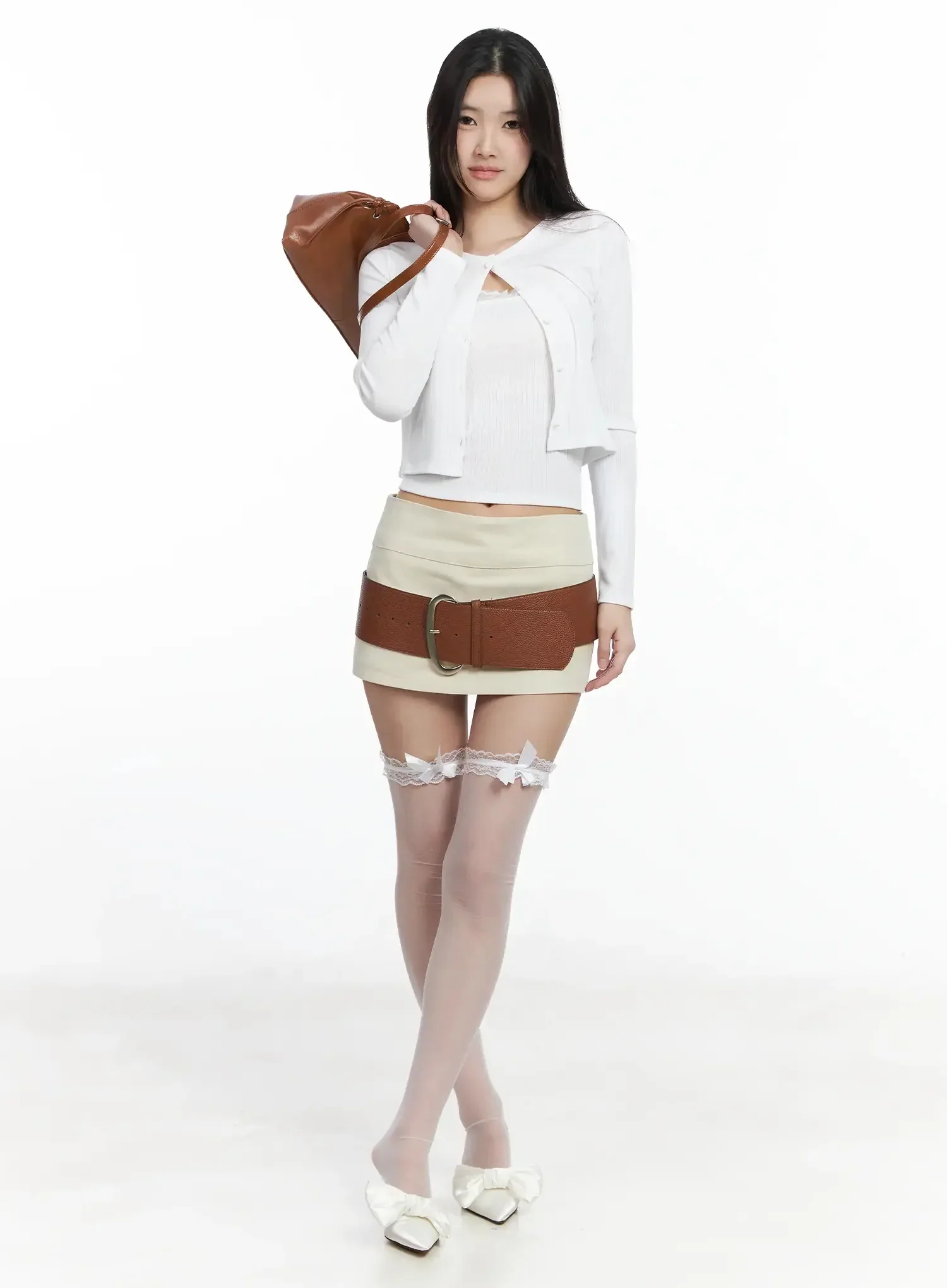 Lace-Trim Cardigan and Tube Top Set IM503 - Image 14