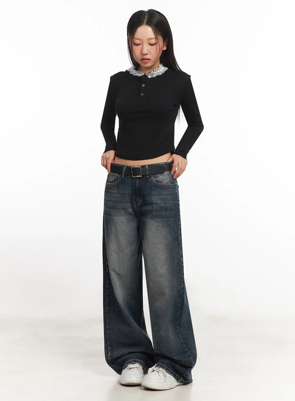 Lace-Trim Crop Hoodie IA524 - Image 9