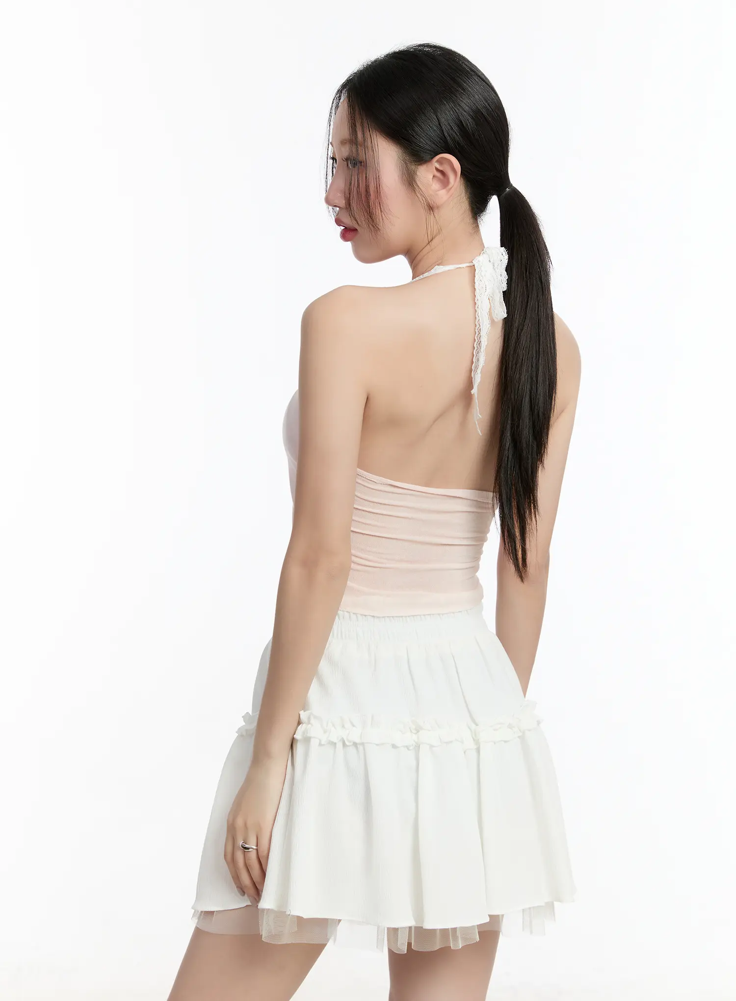 Lace Trim Halter Crop Top CM511 - Image 6