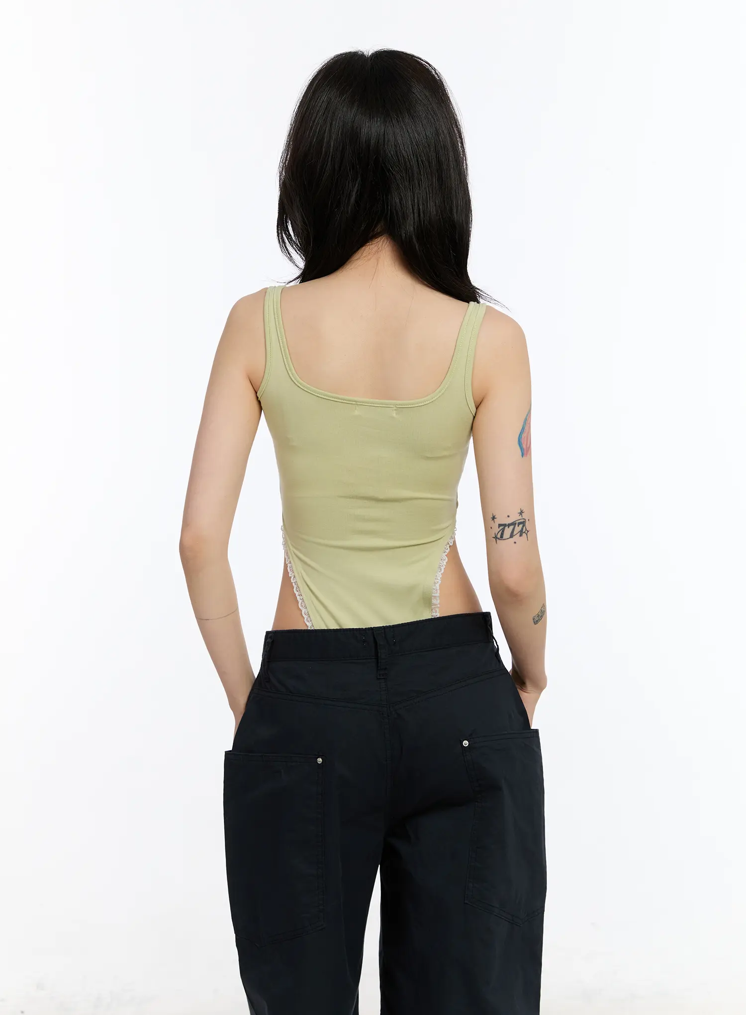 Lace Trim Henley Bodysuit CA507 - Image 9