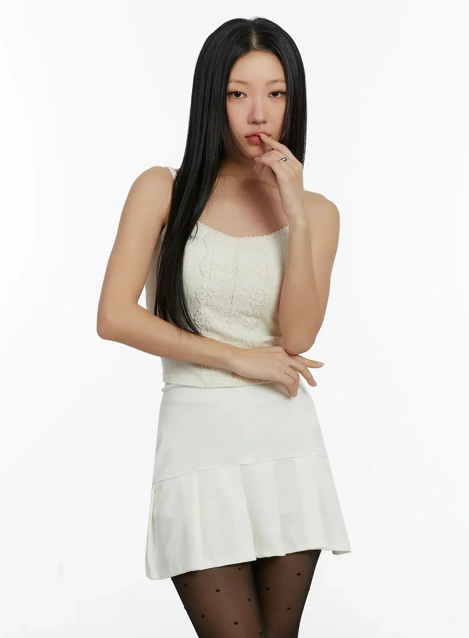 Lace Trim Ribbed Cami Top ID525 - Image 11