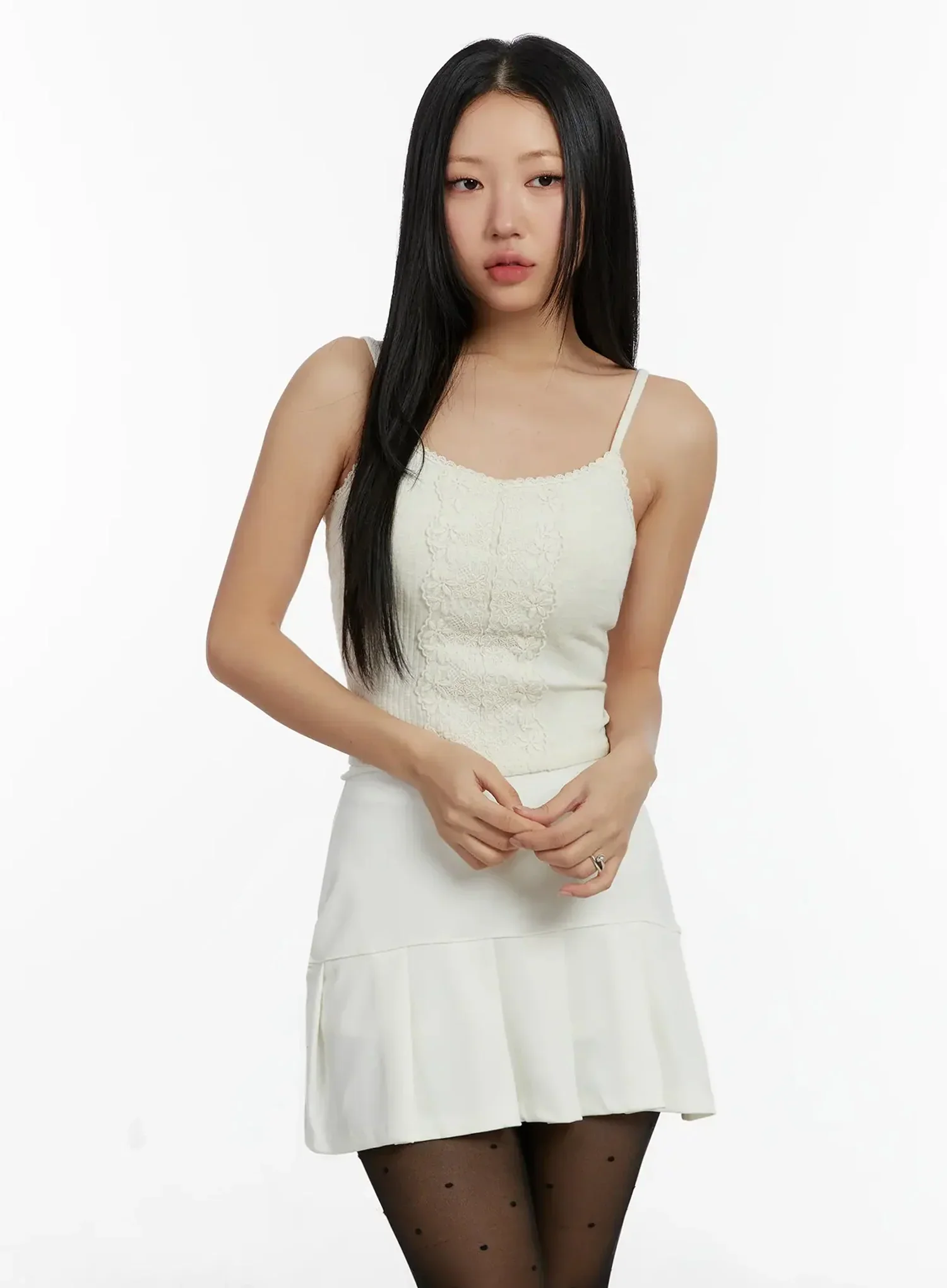 Lace Trim Ribbed Cami Top ID525 - Image 5
