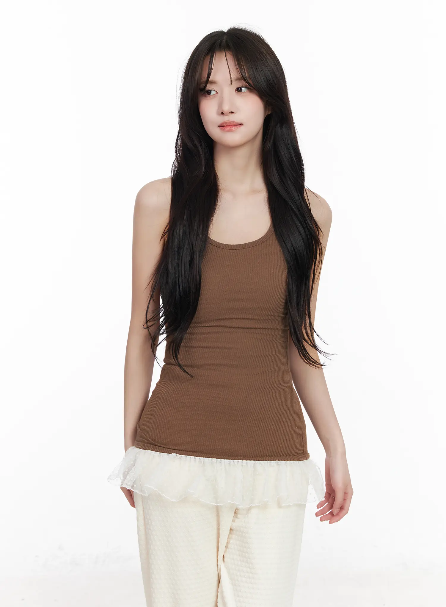Lace Trim Ribbed Halter Top CM527 - Image 2