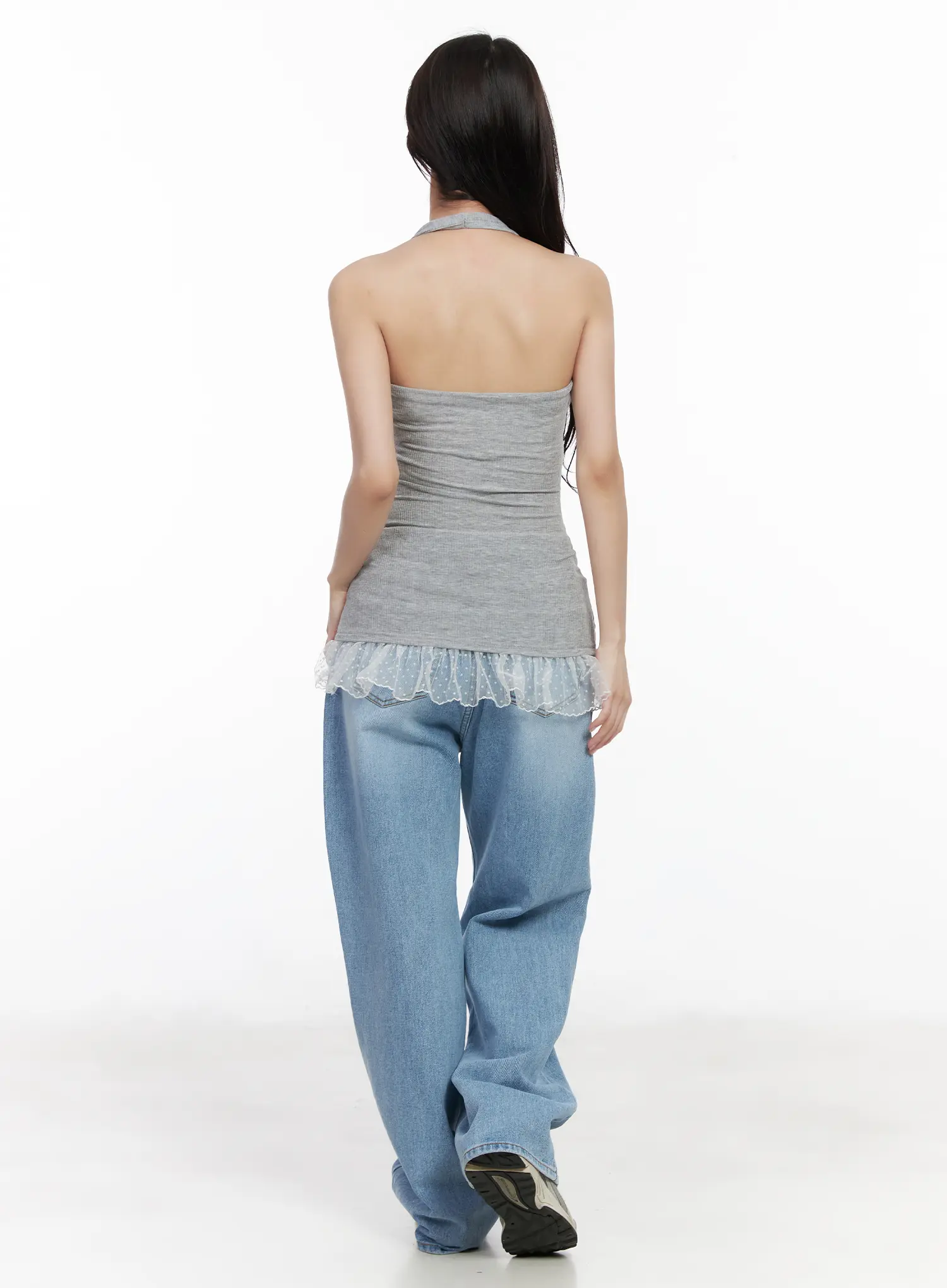 Lace Trim Ribbed Halter Top CM527 - Image 5