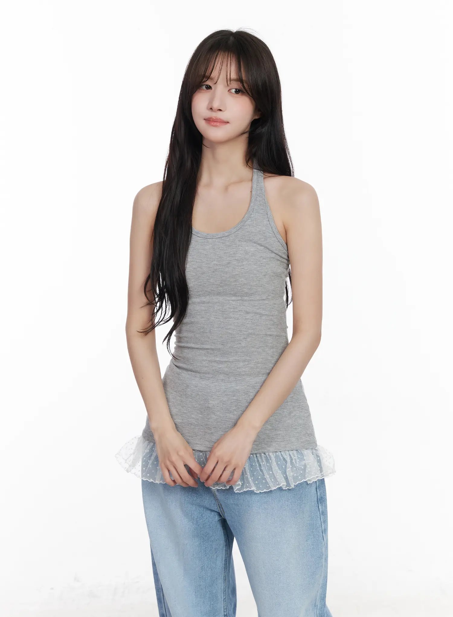 Lace Trim Ribbed Halter Top CM527 - Image 8