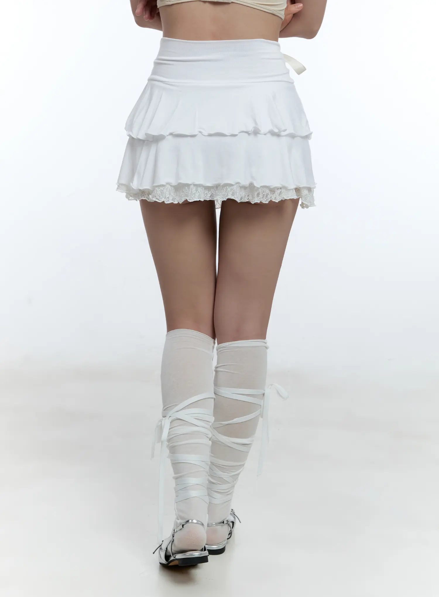 Lace Trim Ribbon Mini Skirt CU527 - Image 4