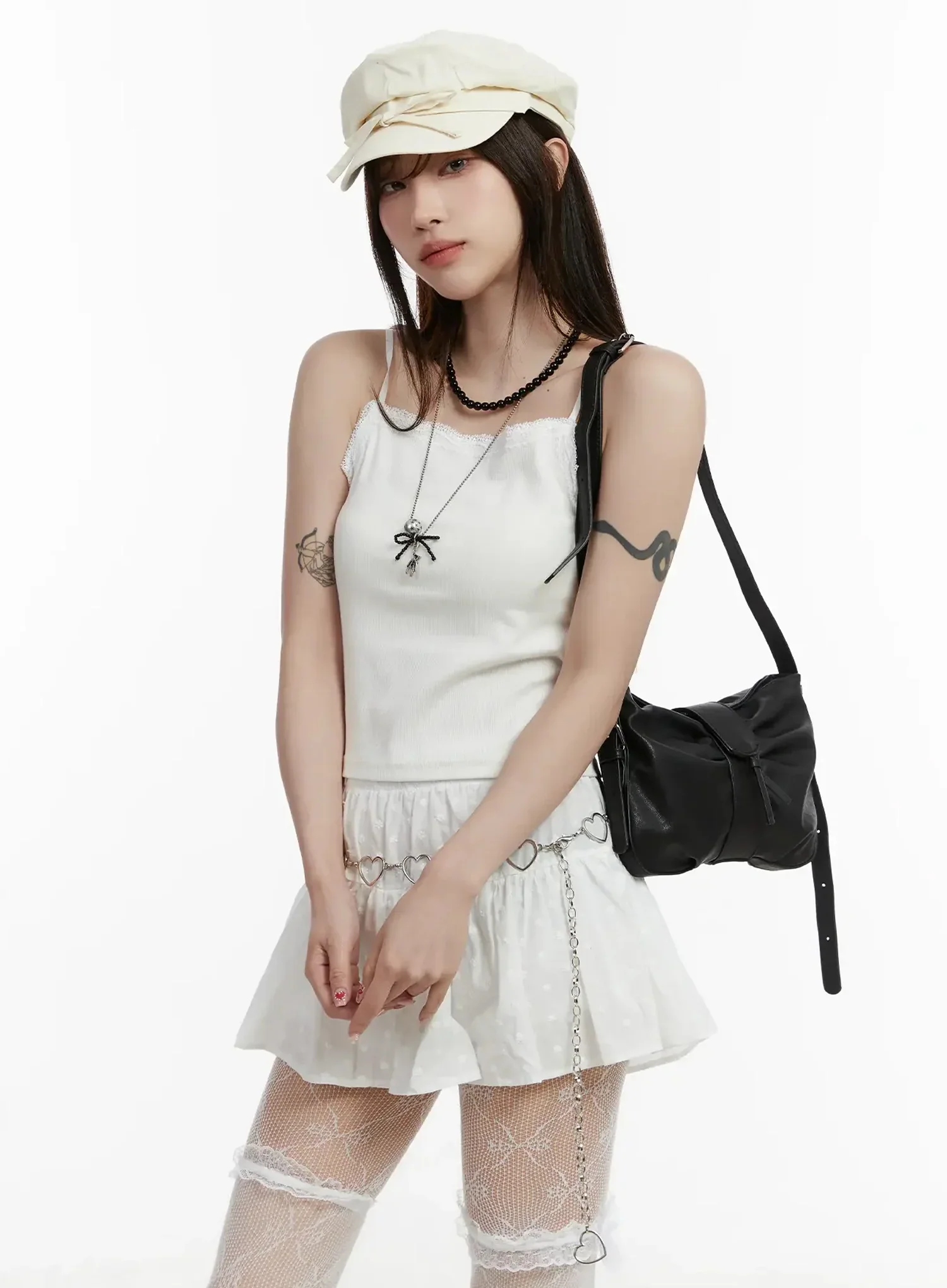 Lace Trim Sleeveless Top IJ521